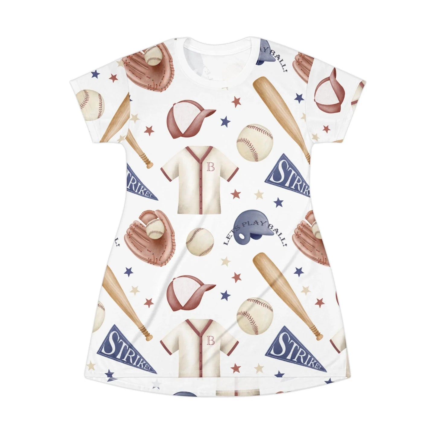Home Run T-Shirt Dress - XS - All Over Prints