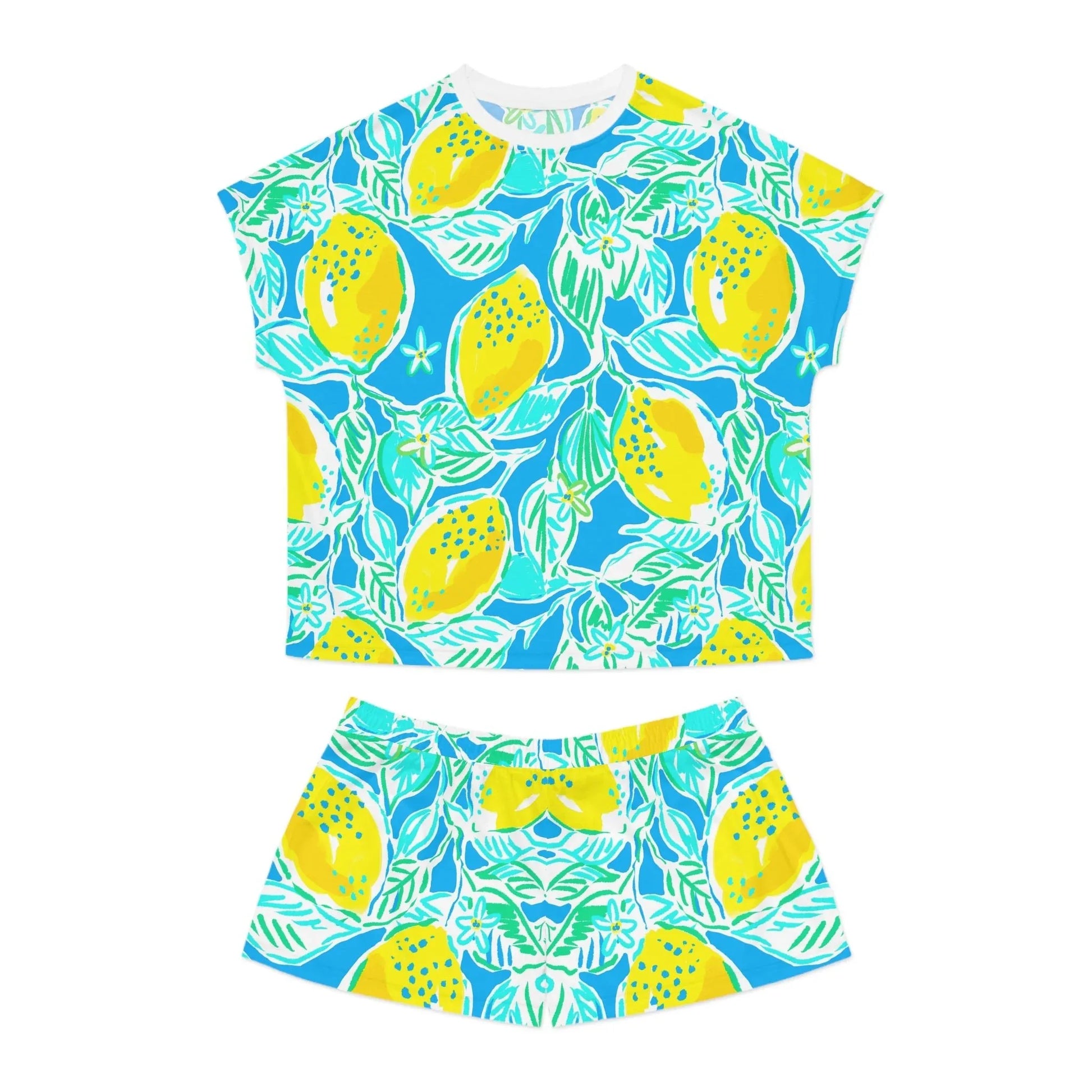 Lemonade Days Women’s Short Pajama Set - S / White - All Over Prints