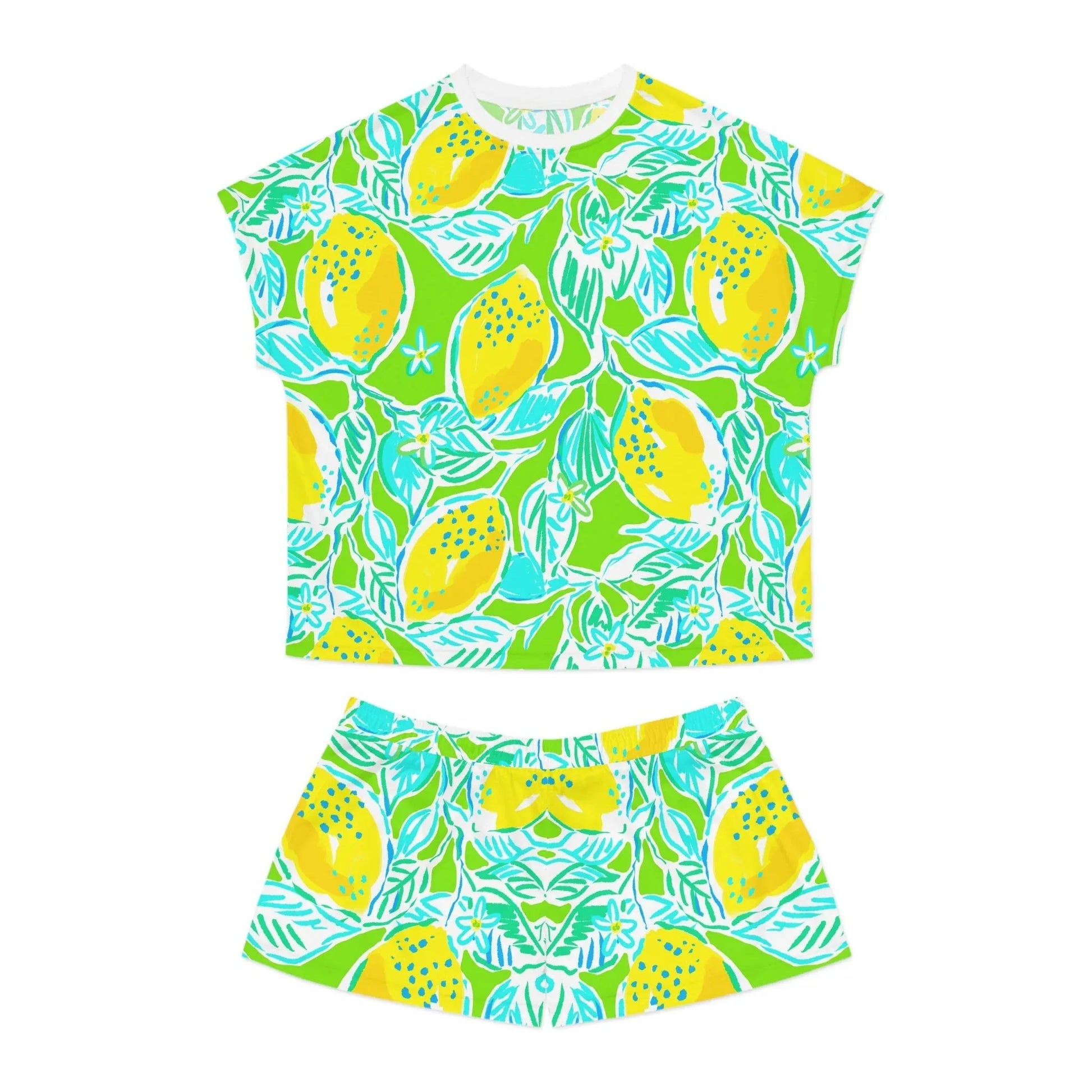 Lemonade Days Women’s Short Pajama Set - S / White - All Over Prints