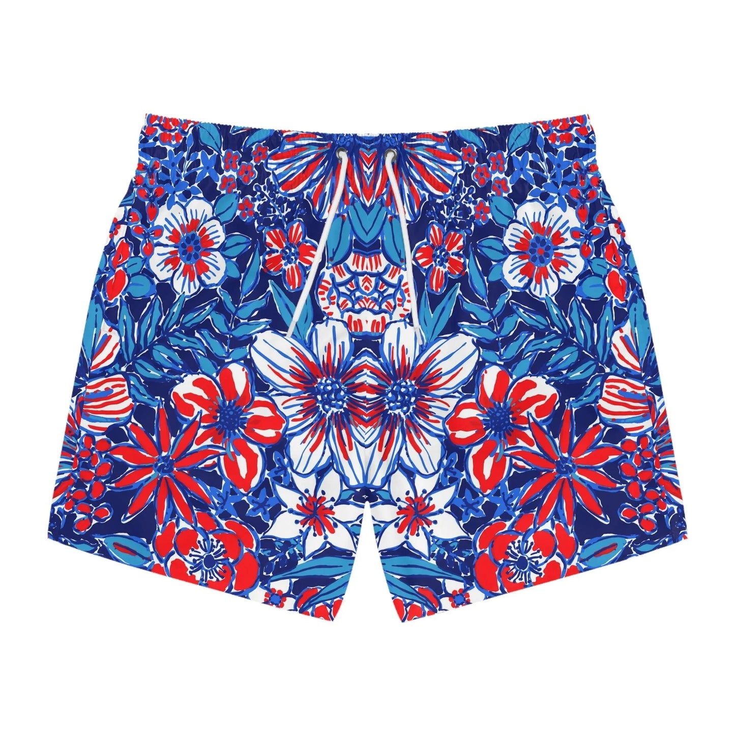 Liberty Garden Swim Trunks - L / Seam thread color automatically matched to design - All Over Prints