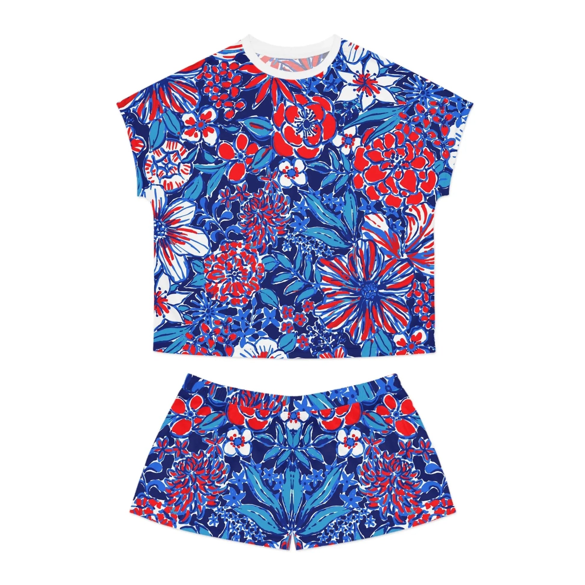 Liberty Garden Women’s Short Pajama Set - S / White - All Over Prints