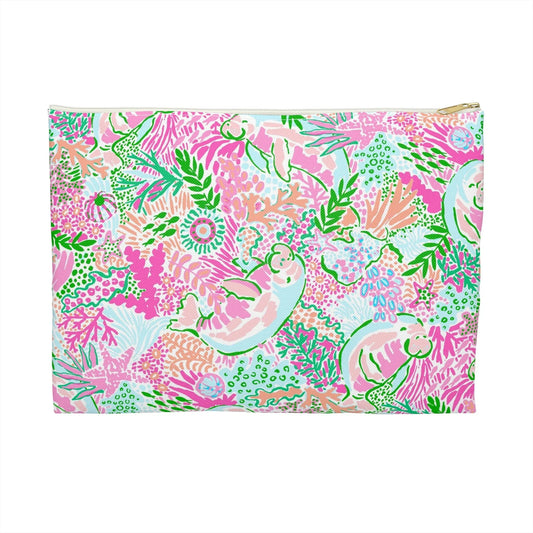 Manatee Paradise Accessory Pouch - Large / White zipper - Bags