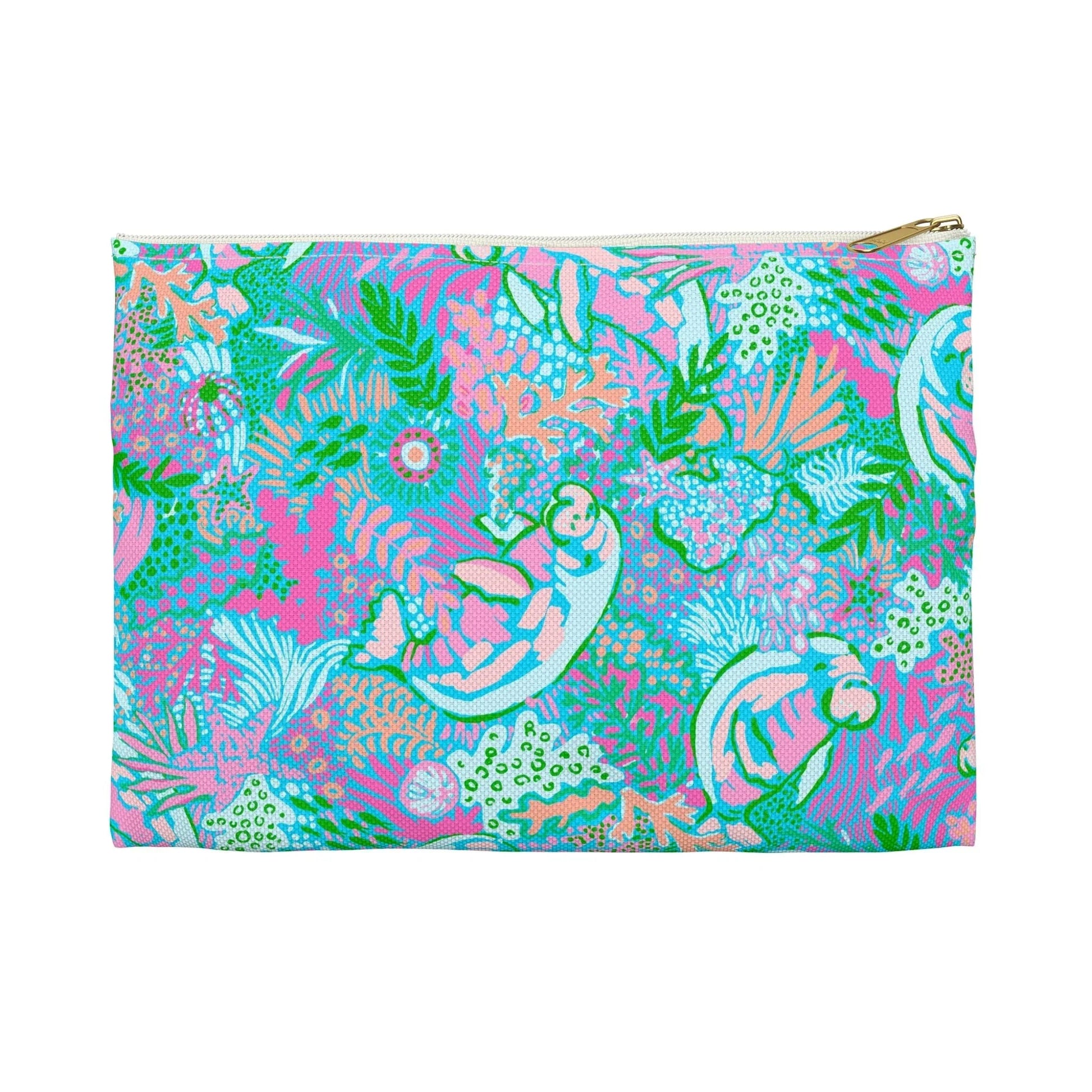Manatee Paradise Accessory Pouch - Small / White zipper - Bags