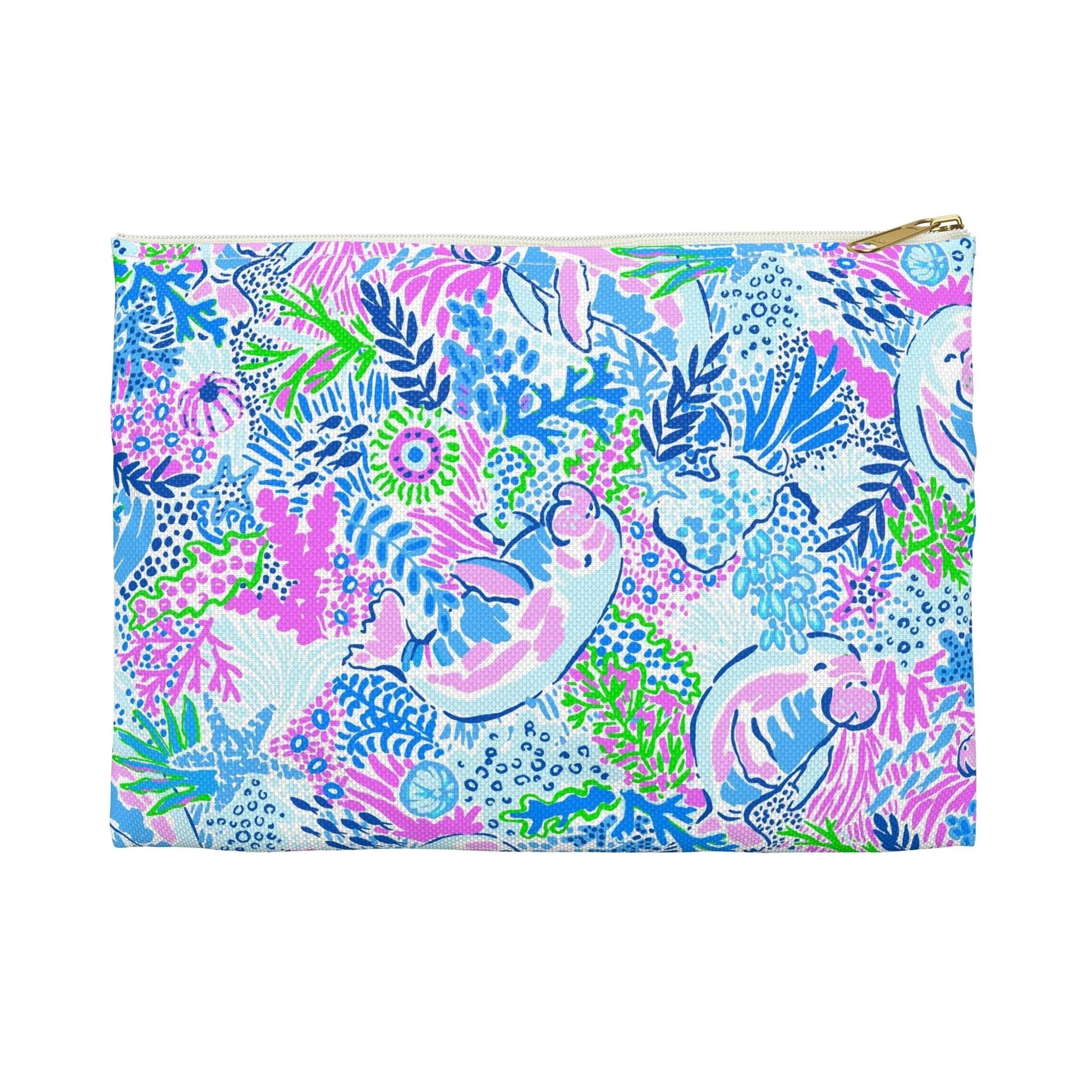 Manatee Paradise Accessory Pouch - Small / White zipper - Bags
