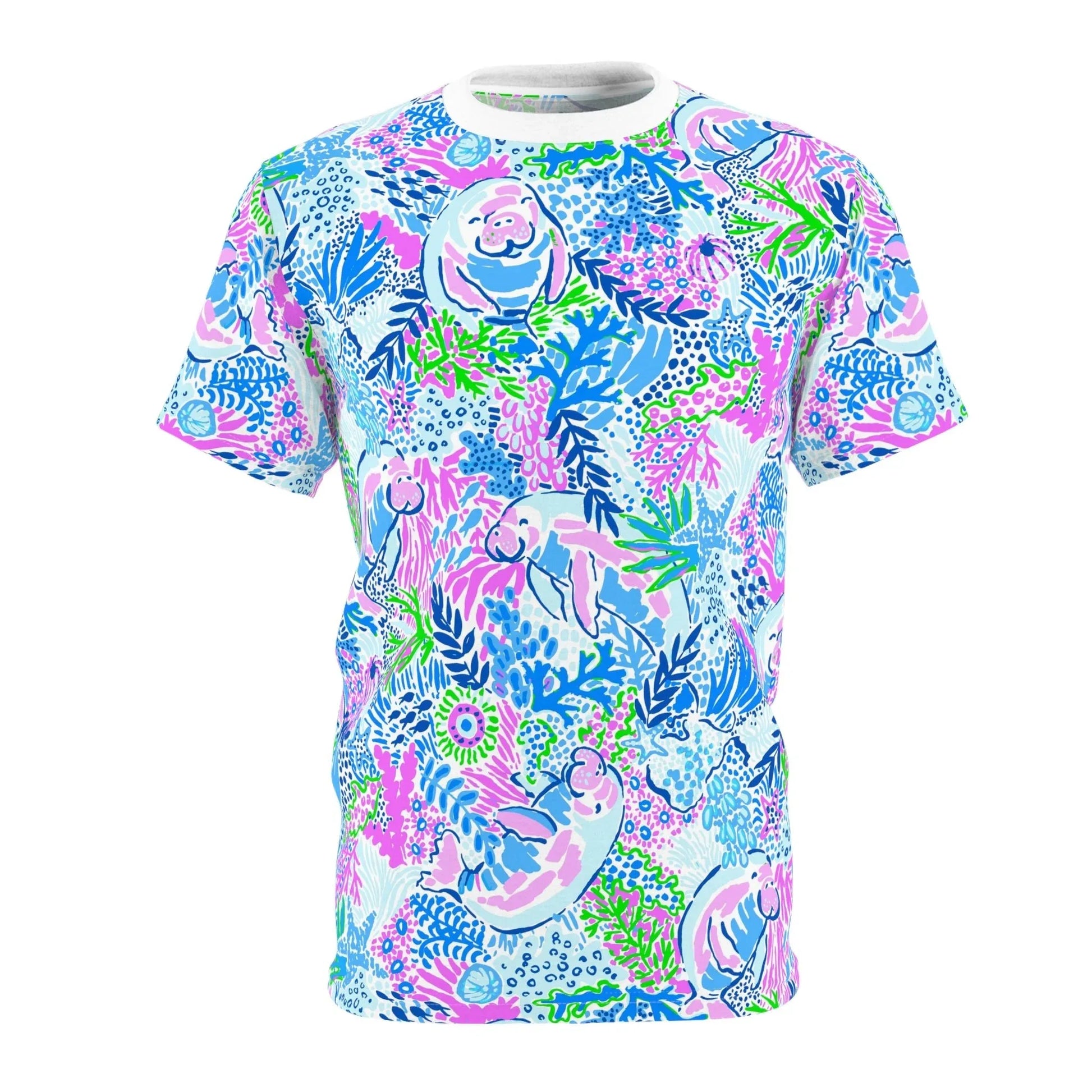 Manatee Paradise All-Over-Print T-Shirt - White stitching / 4 oz. / S - All Over Prints