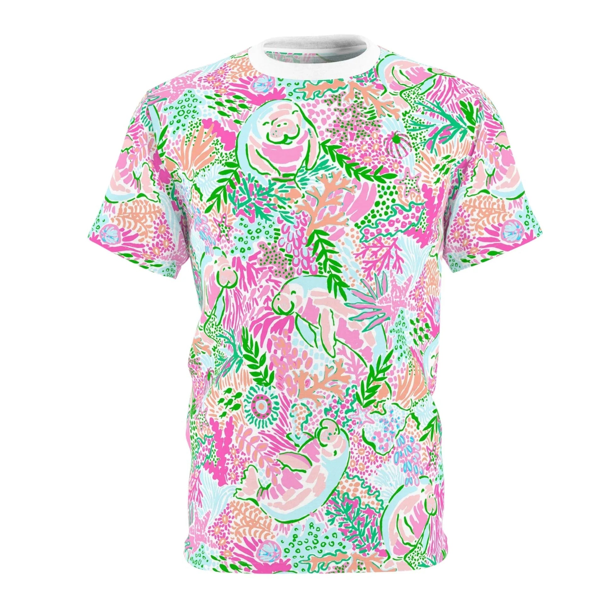 Manatee Paradise All-Over-Print T-Shirt - White stitching / 4 oz. / S - All Over Prints