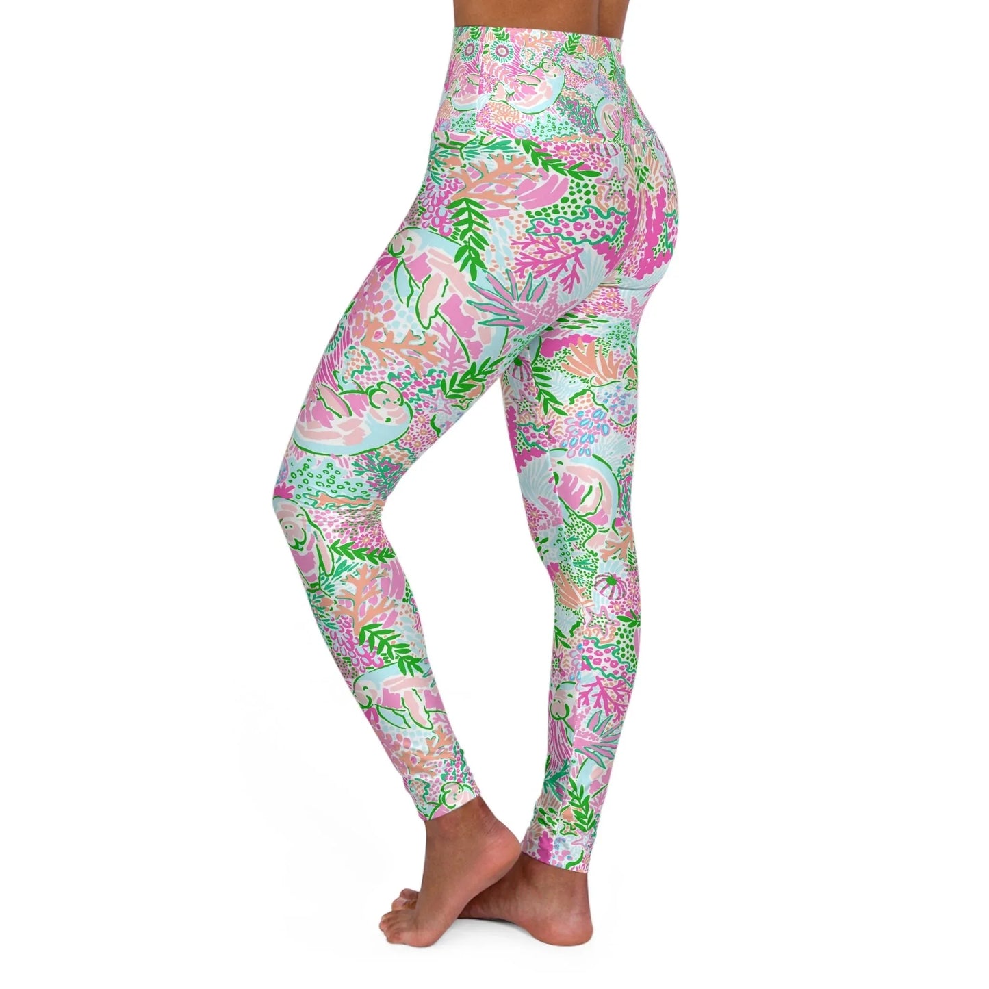 Manatee Paradise High Waisted Yoga Leggings - All Over Prints