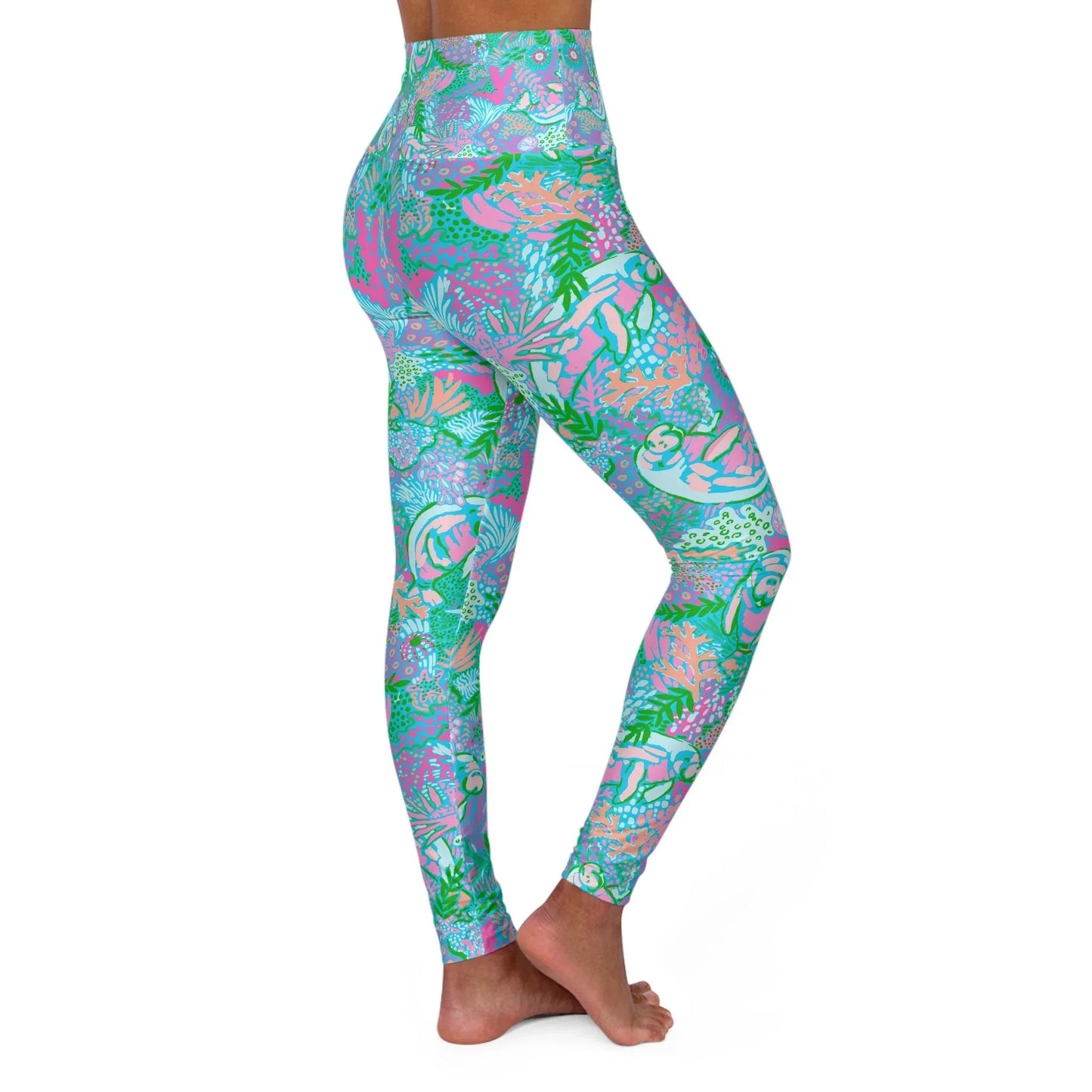 Manatee Paradise High Waisted Yoga Leggings - All Over Prints