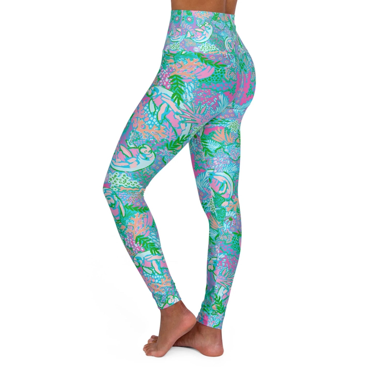 Manatee Paradise High Waisted Yoga Leggings - All Over Prints