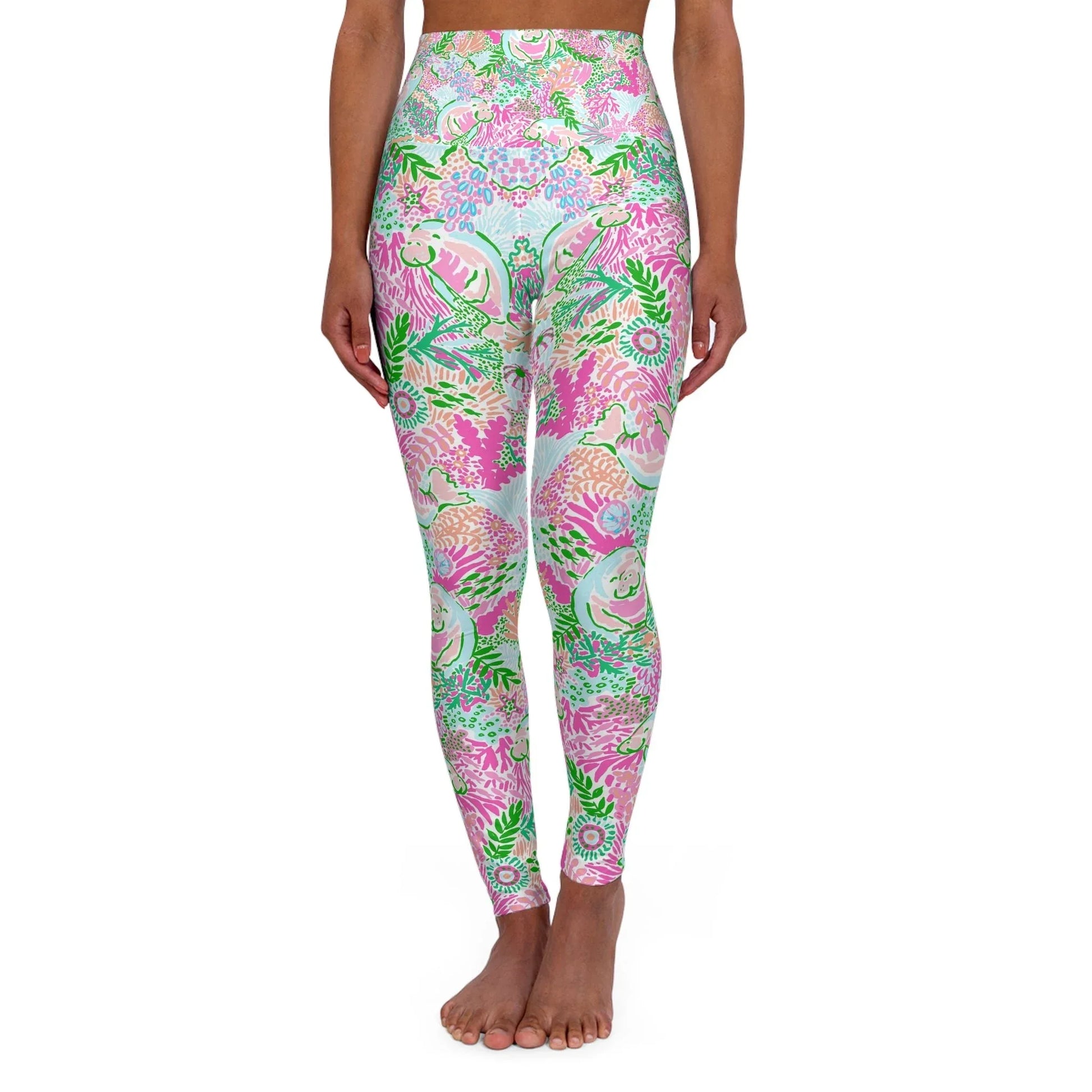 Manatee Paradise High Waisted Yoga Leggings - XS - All Over Prints