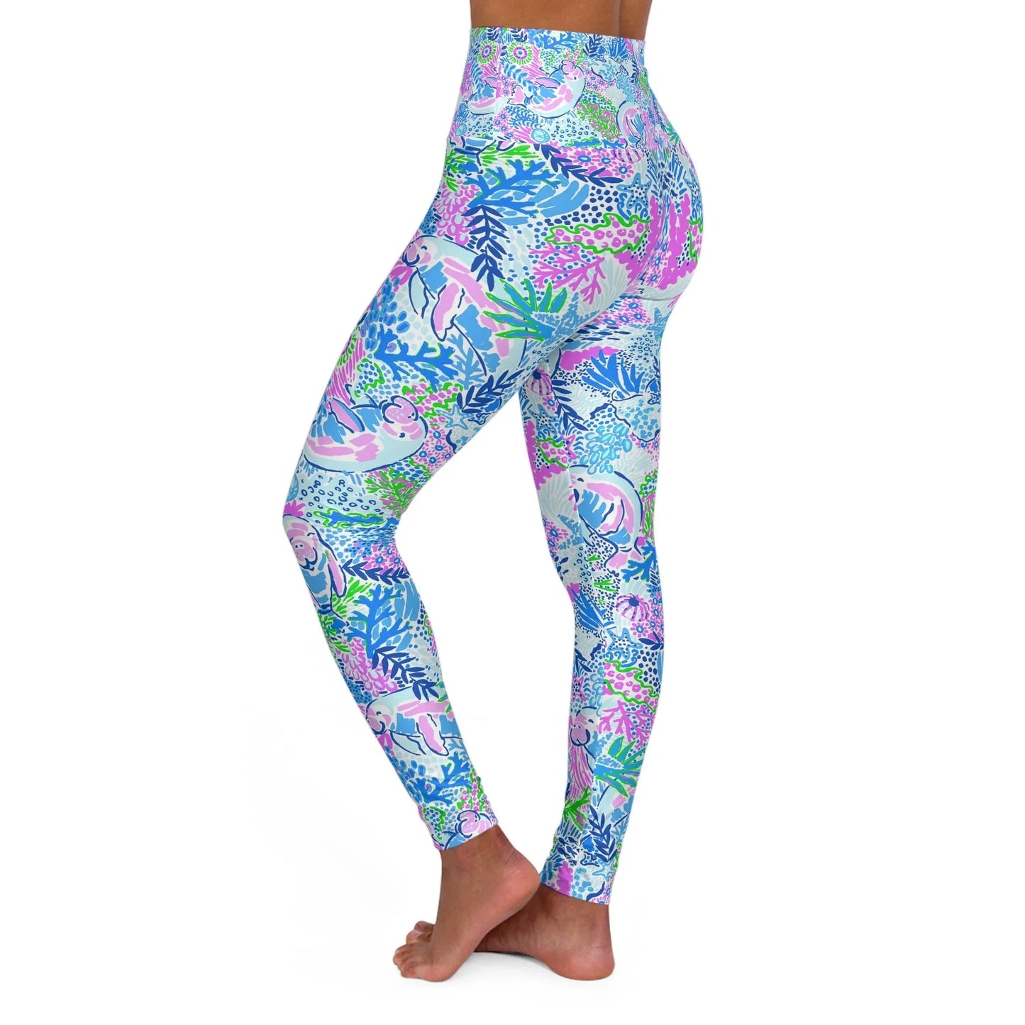 Manatee Paradise High Waisted Yoga Leggings - All Over Prints