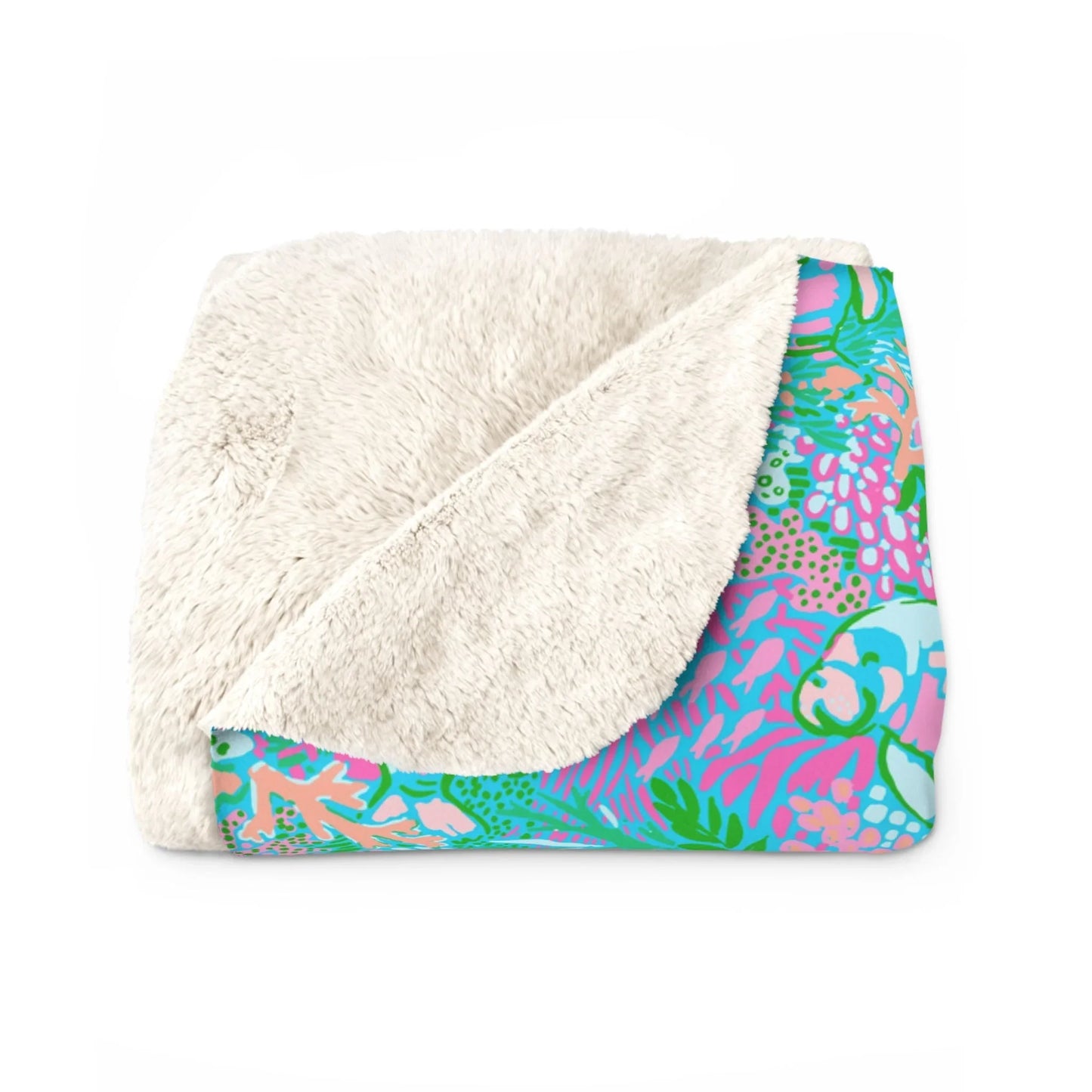 Manatee Paradise Sherpa Fleece Blanket - 50’’ × 60’’ - Home Decor