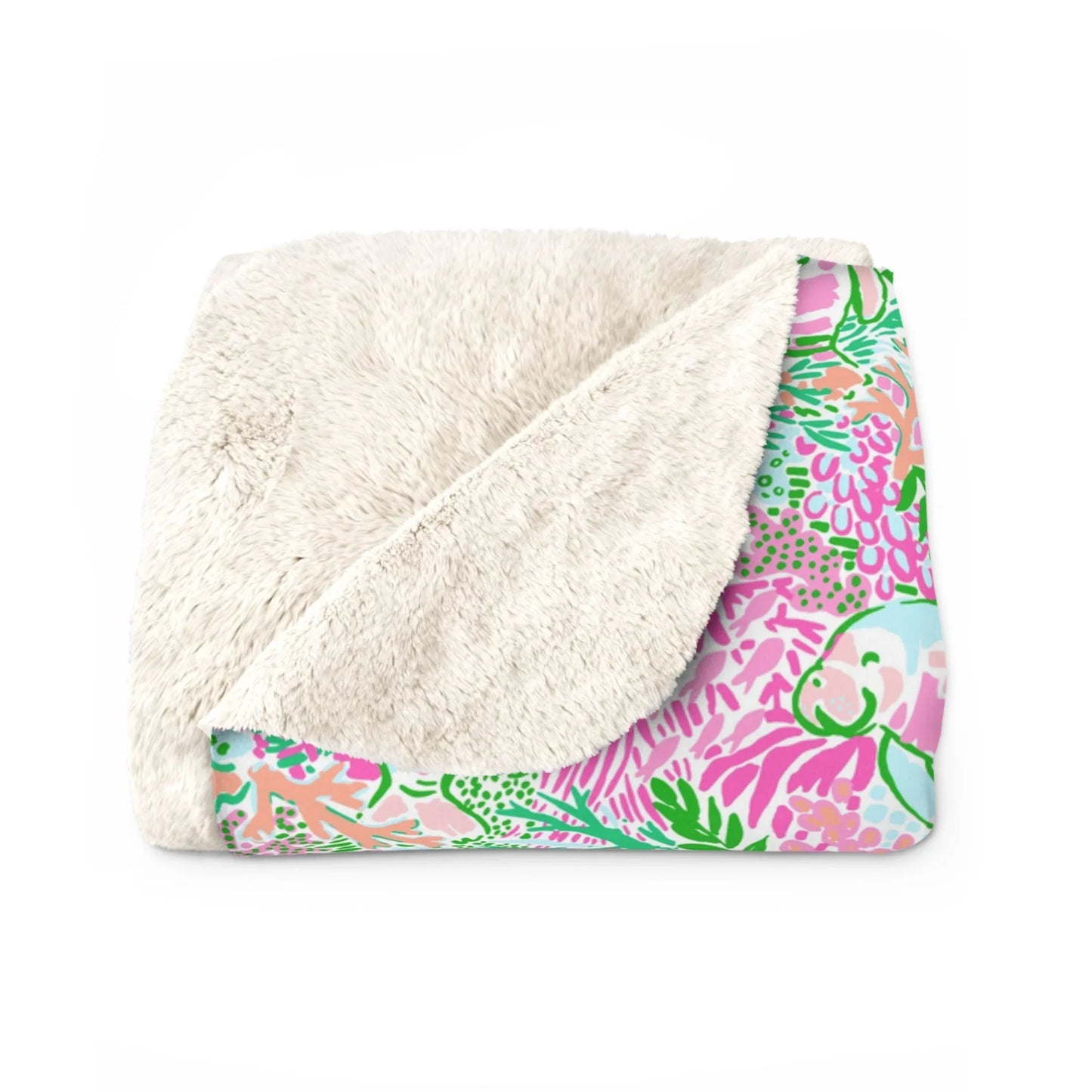 Manatee Paradise Sherpa Fleece Blanket - 50’’ × 60’’ - Home Decor