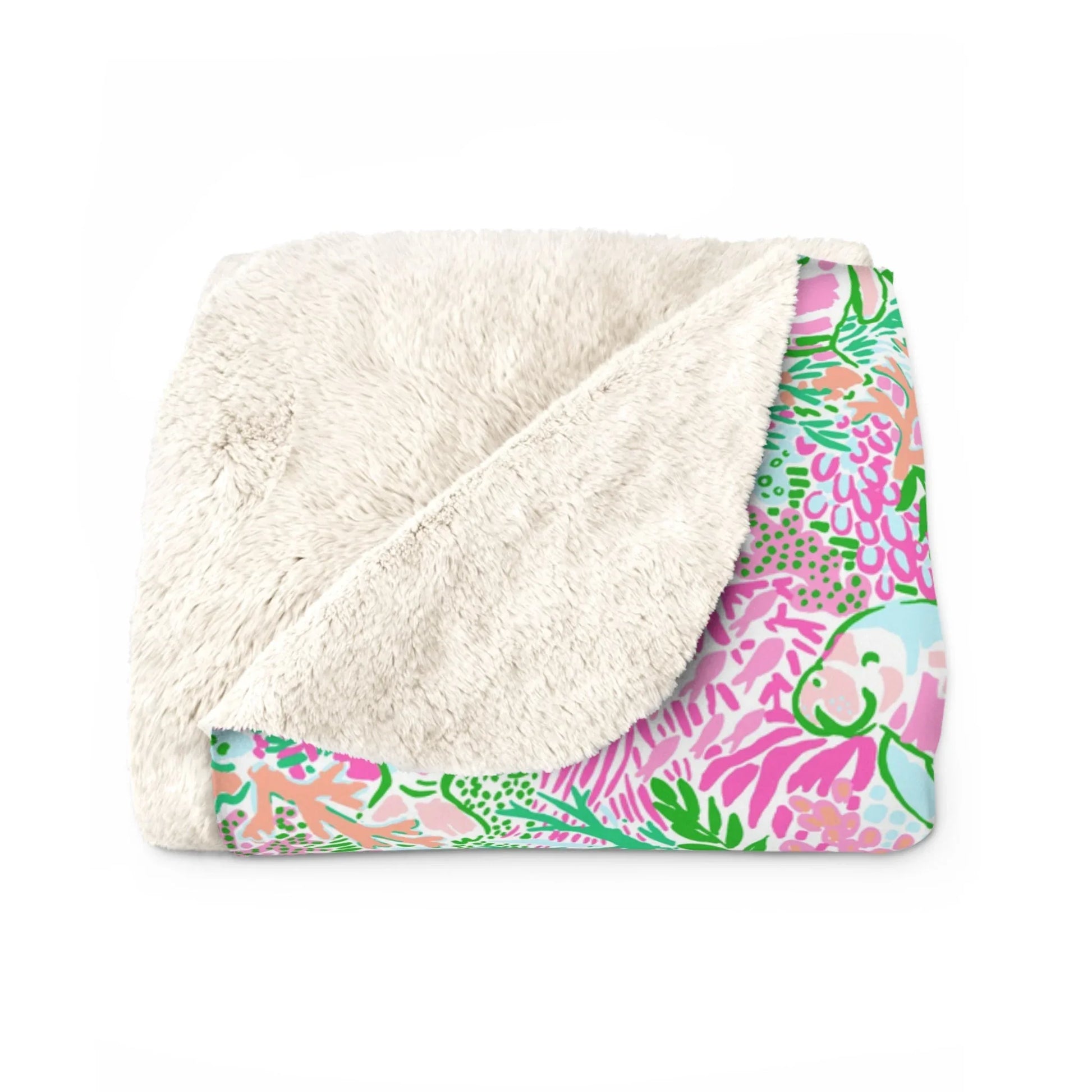 Manatee Paradise Sherpa Fleece Blanket - 50’’ × 60’’ - Home Decor
