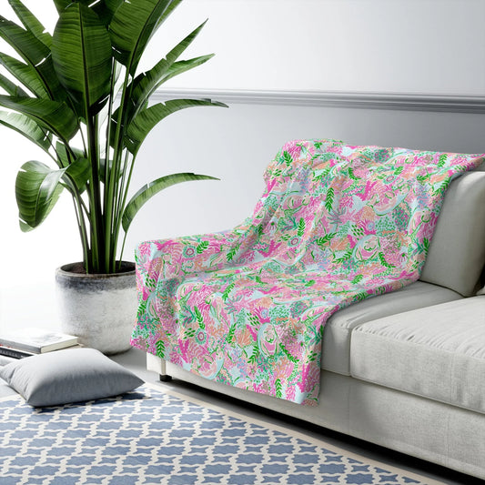 Manatee Paradise Sherpa Fleece Blanket - 50’’ × 60’’ - Home Decor