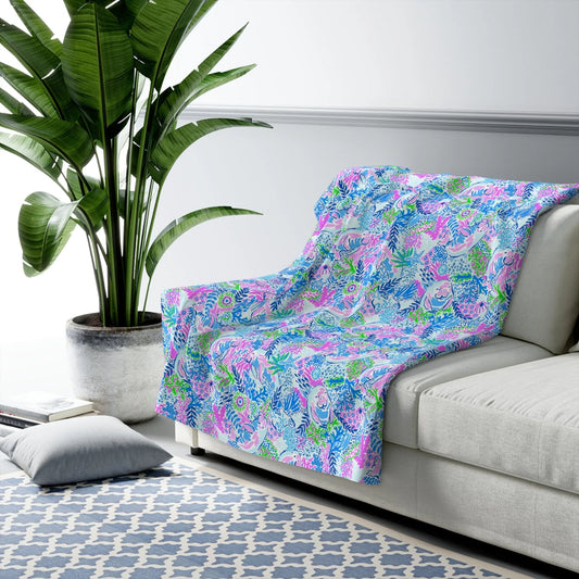 Manatee Paradise Sherpa Fleece Blanket - 50’’ × 60’’ - Home Decor
