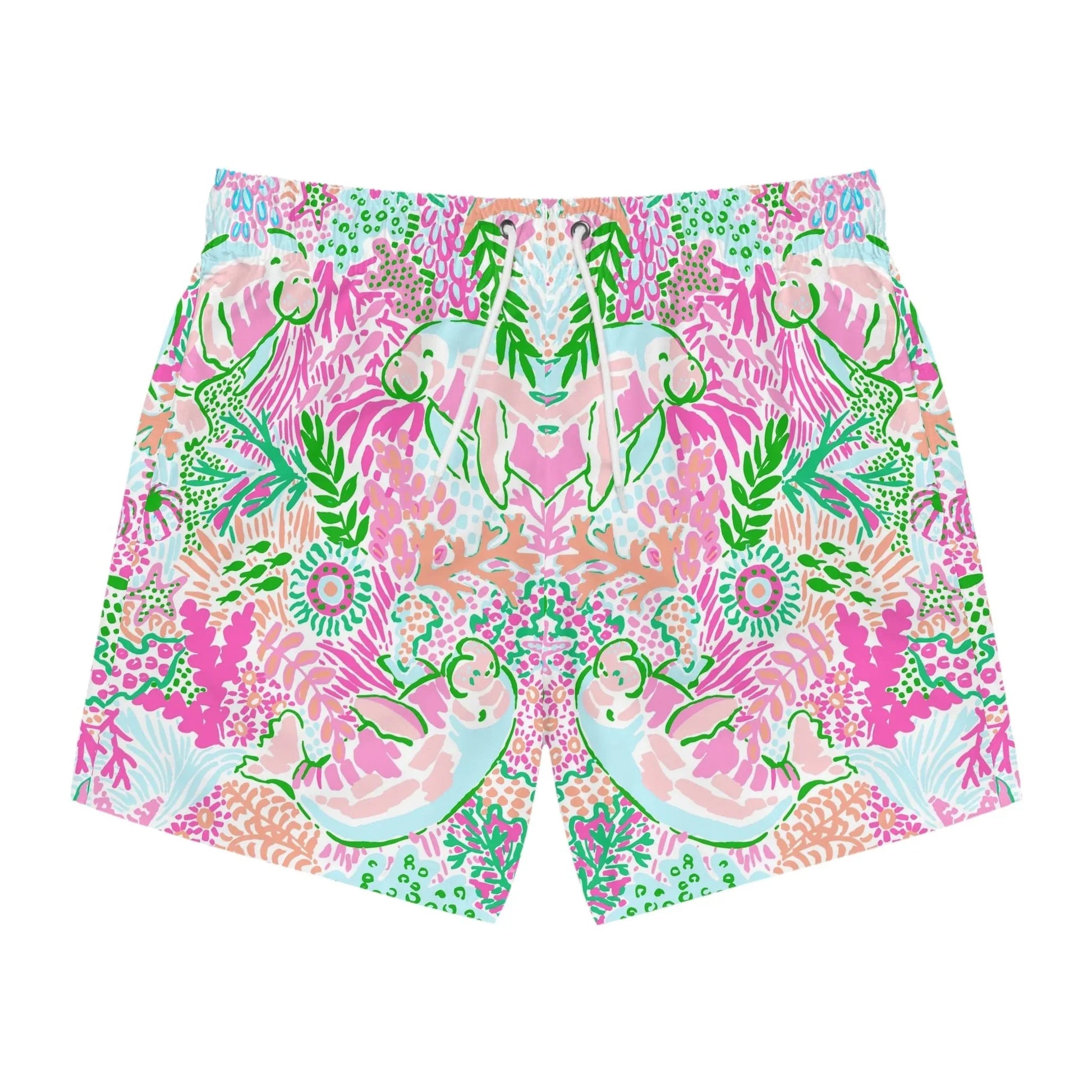 Manatee Paradise Swim Trunks - XS / Seam thread color automatically matched to design - All Over Prints