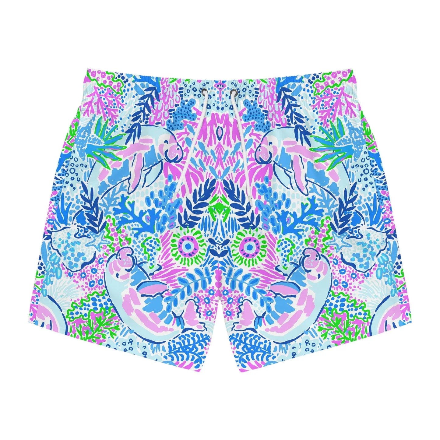 Manatee Paradise Swim Trunks - XS / Seam thread color automatically matched to design - All Over Prints
