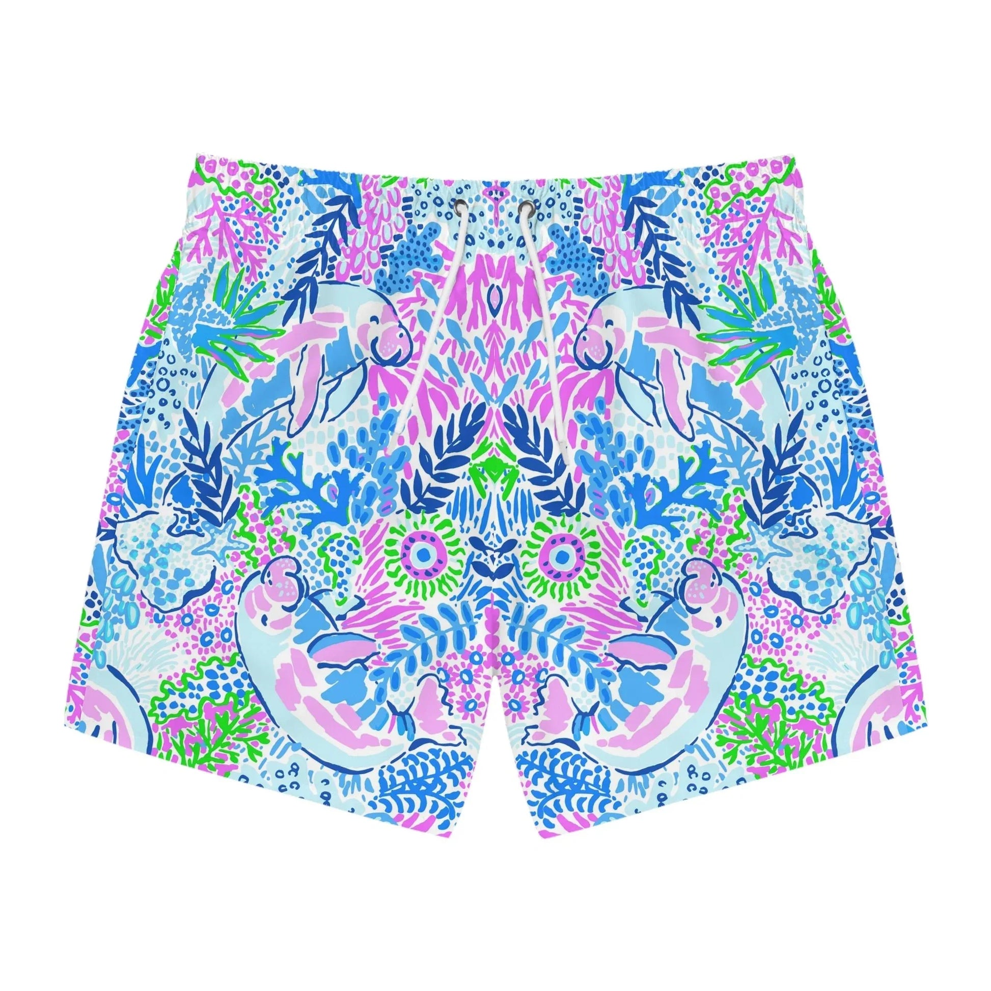 Manatee Paradise Swim Trunks - XS / Seam thread color automatically matched to design - All Over Prints