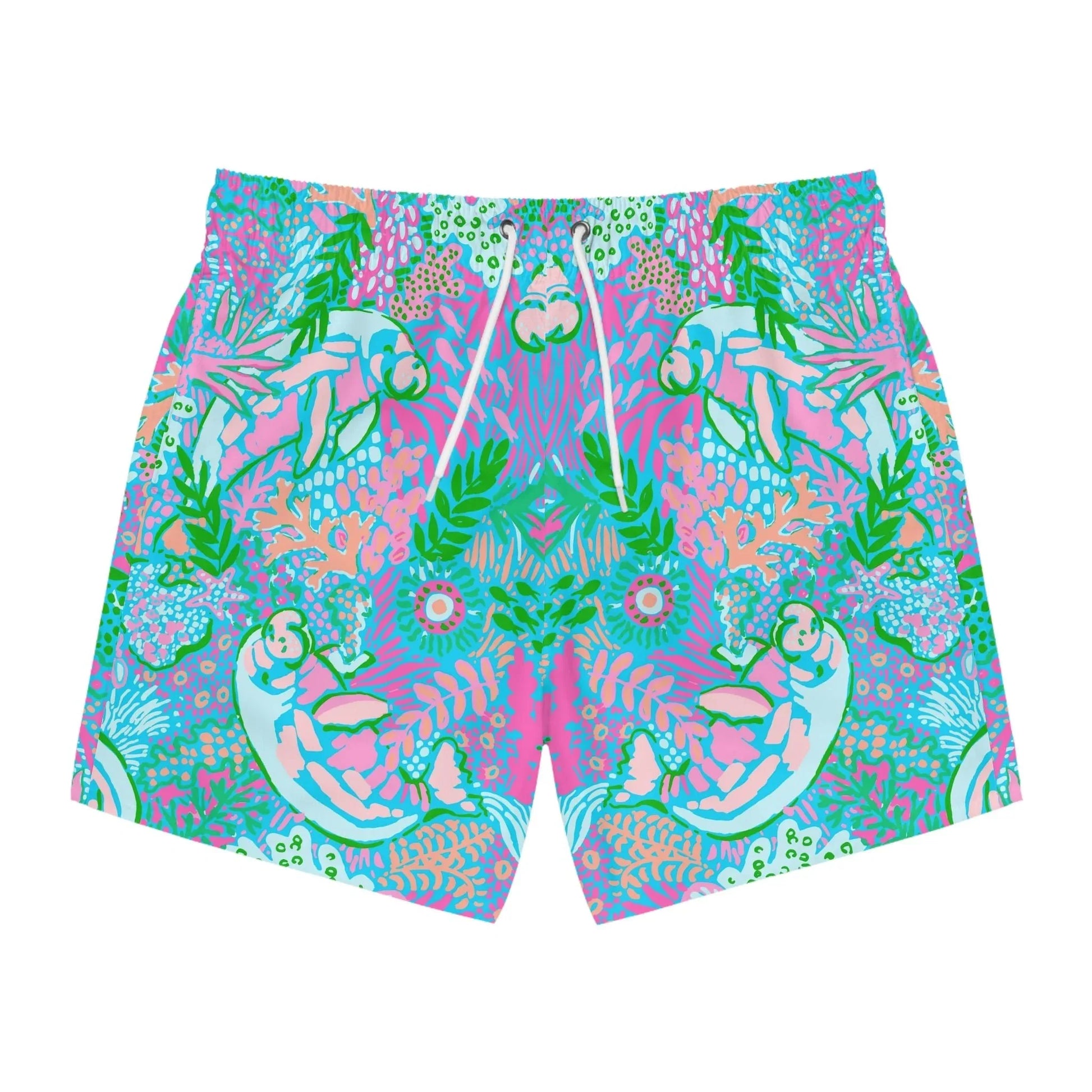 Manatee Paradise Swim Trunks - XS / Seam thread color automatically matched to design - All Over Prints
