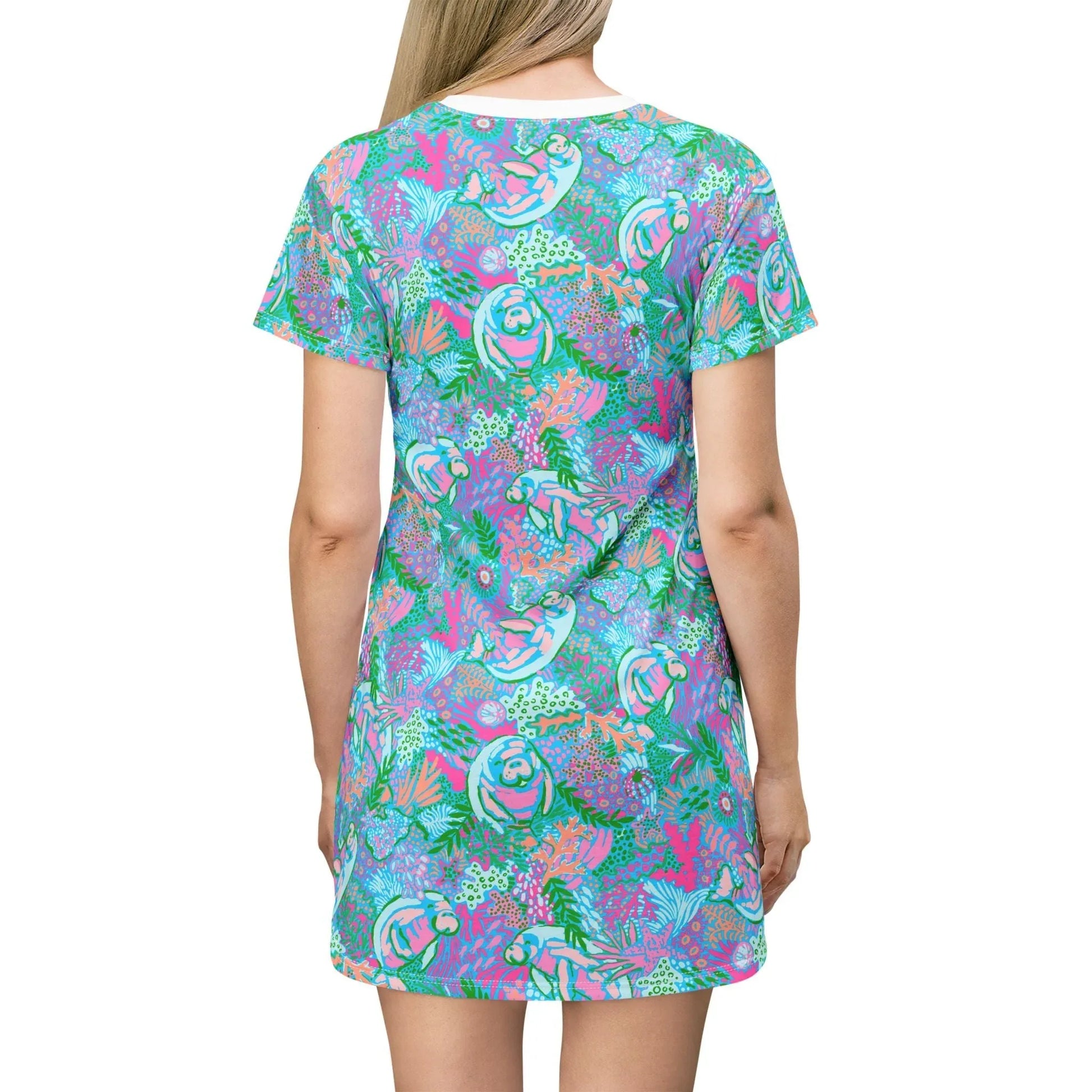 Manatee Paradise T-Shirt Dress - All Over Prints