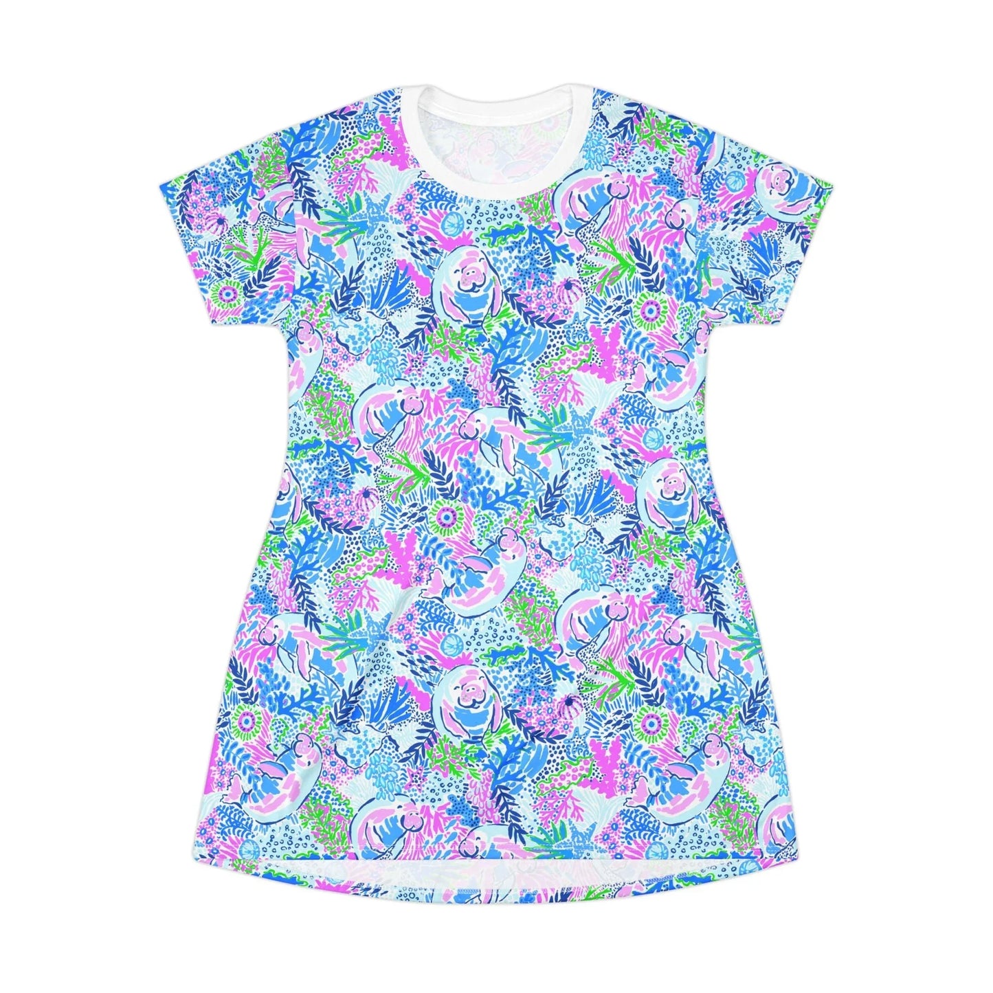 Manatee Paradise T-Shirt Dress - XS - All Over Prints