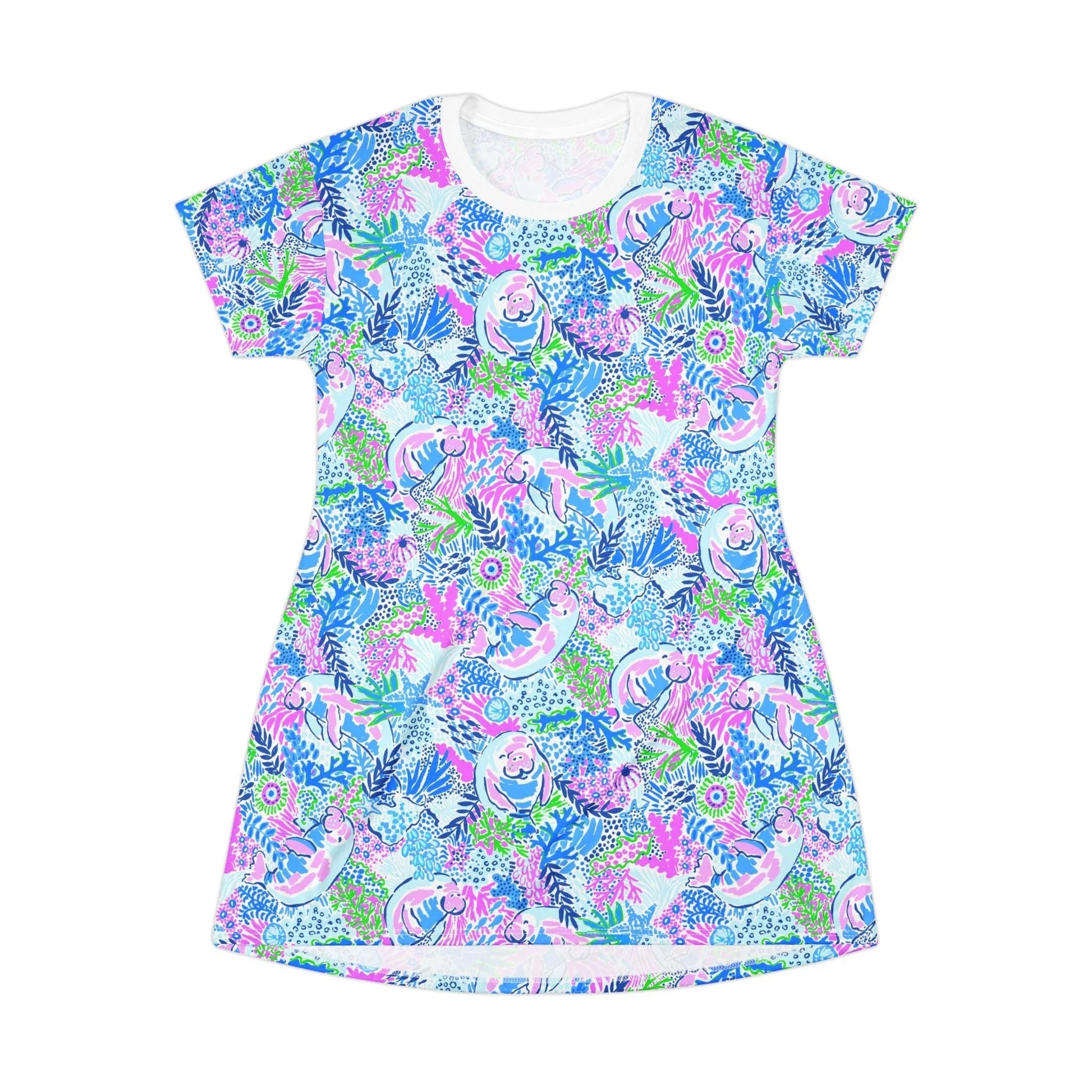 Manatee Paradise T-Shirt Dress - XS - All Over Prints