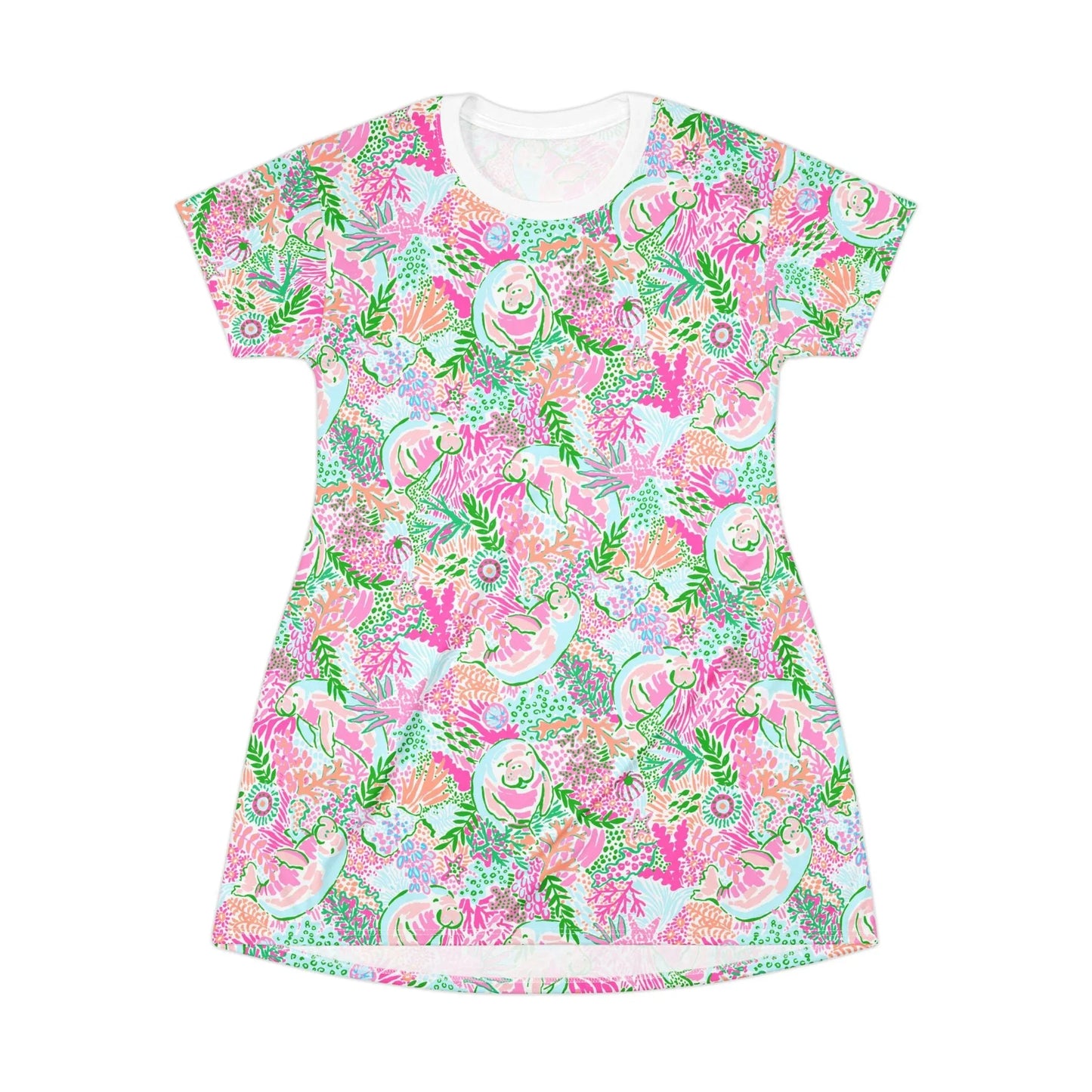 Manatee Paradise T-Shirt Dress - XS - All Over Prints