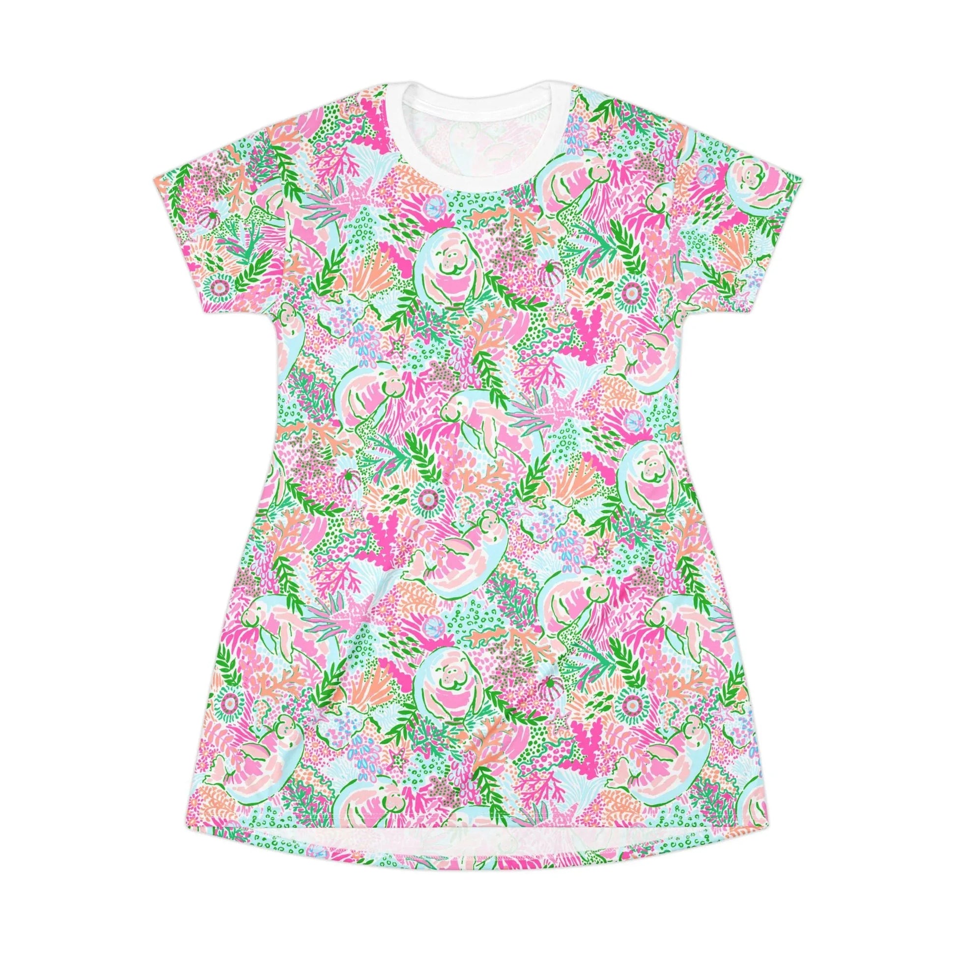 Manatee Paradise T-Shirt Dress - XS - All Over Prints