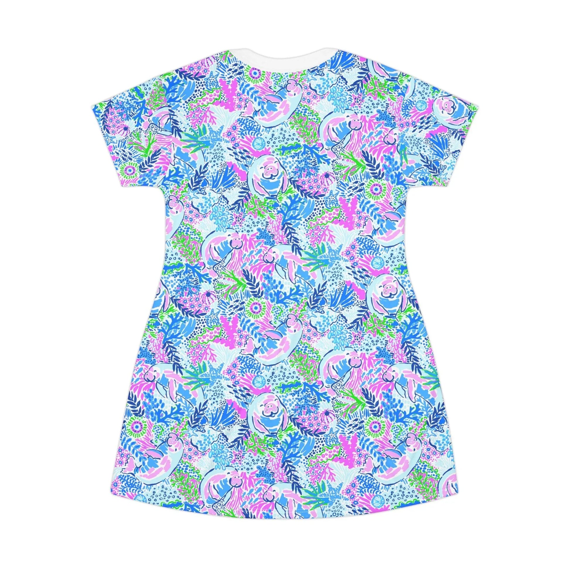 Manatee Paradise T-Shirt Dress - All Over Prints