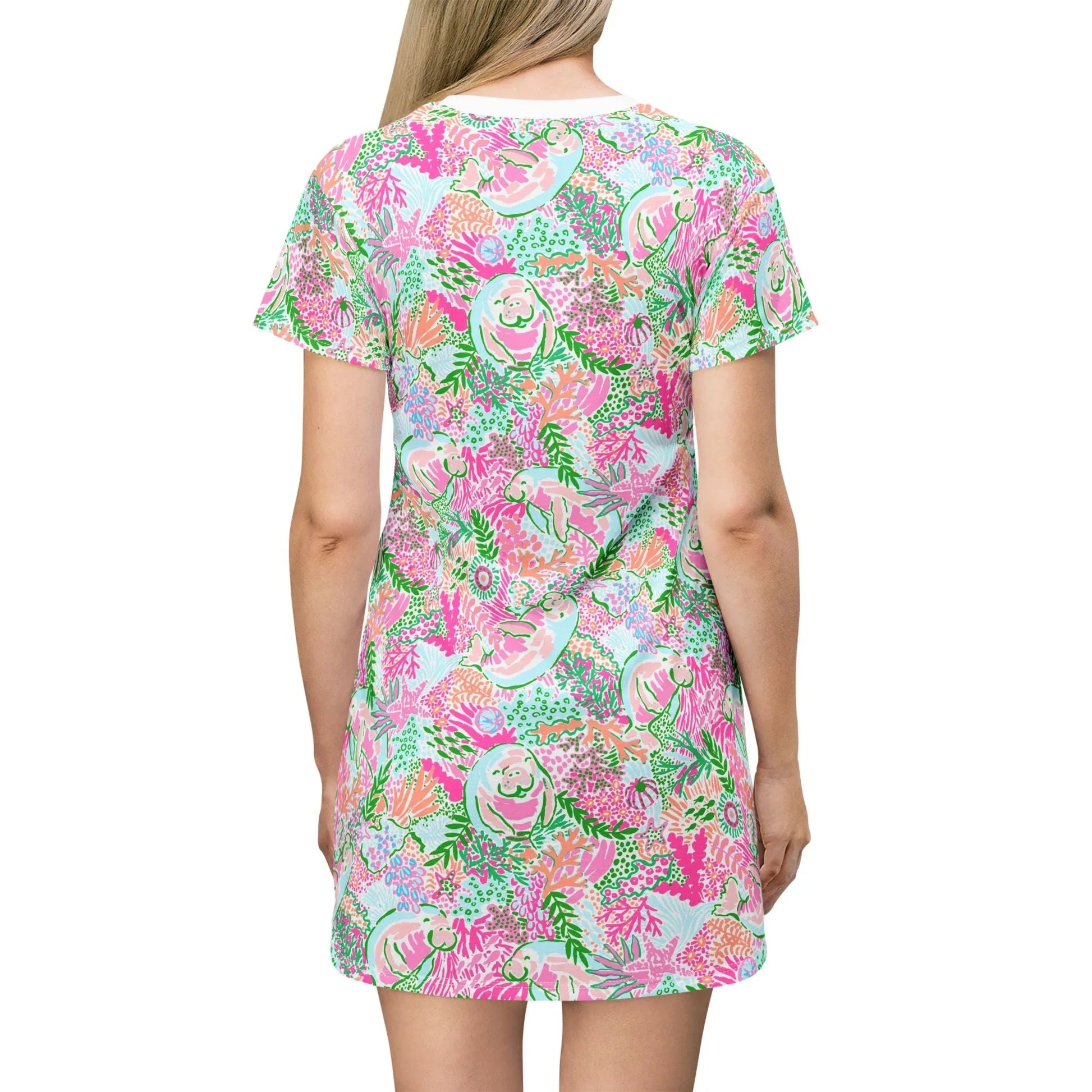 Manatee Paradise T-Shirt Dress - All Over Prints