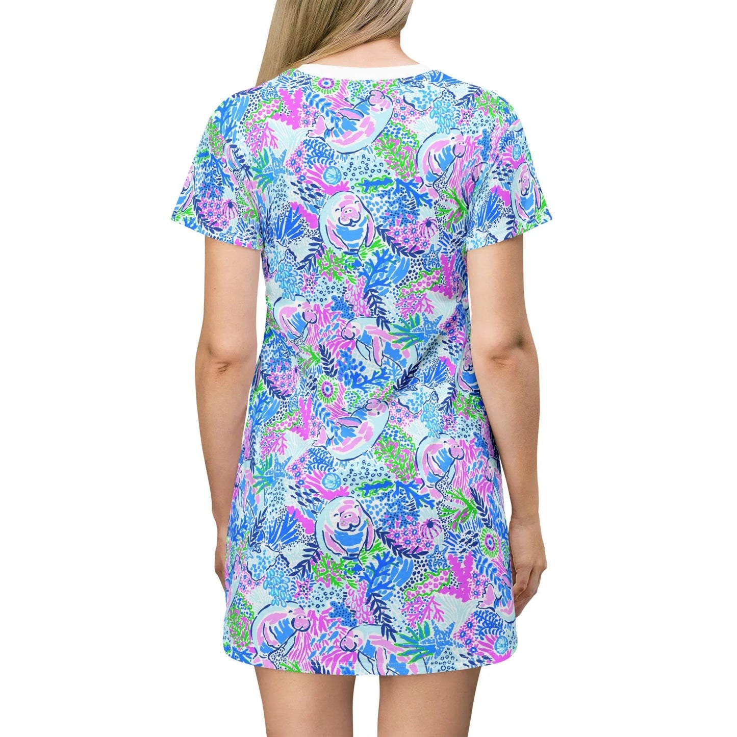 Manatee Paradise T-Shirt Dress - All Over Prints