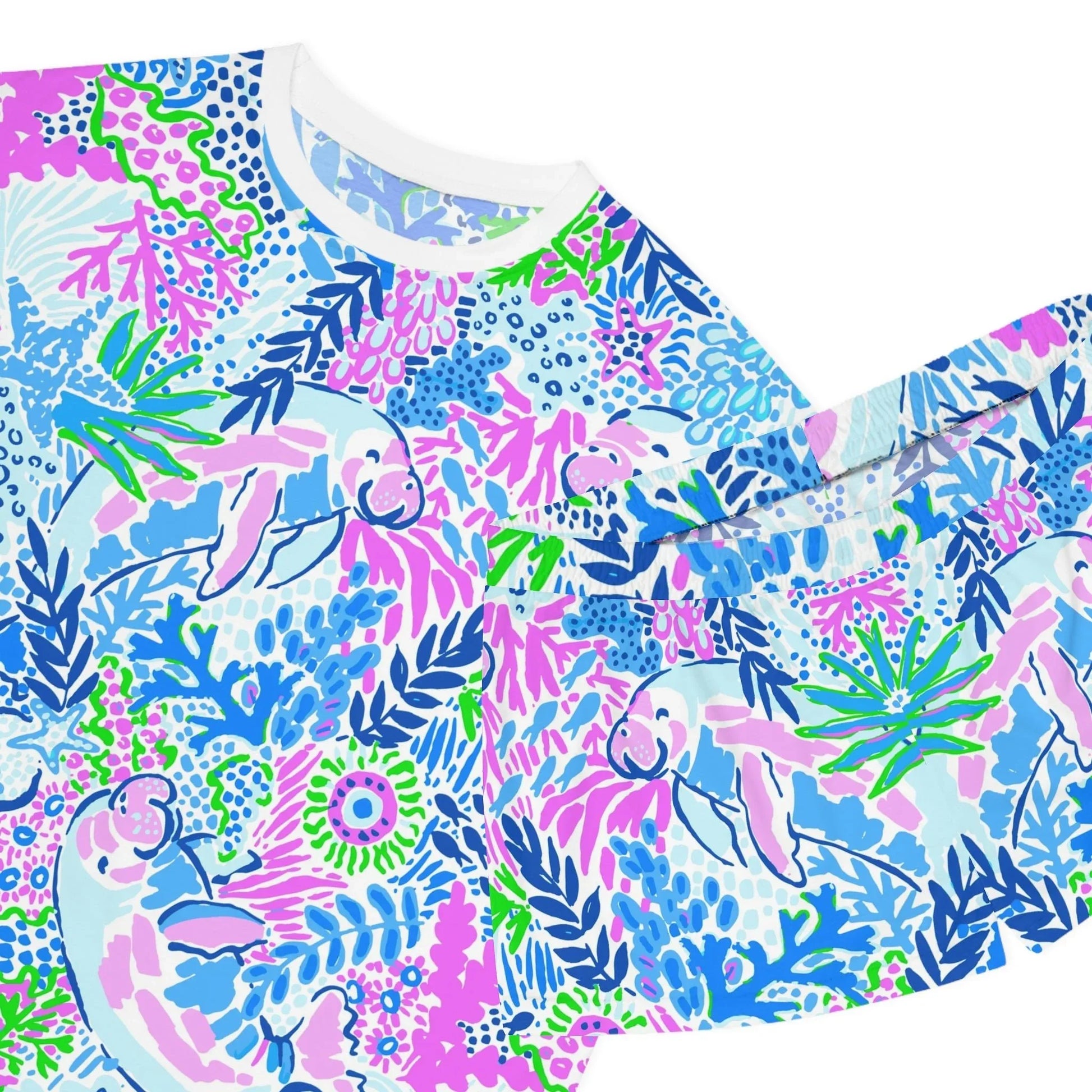 Manatee Paradise Women’s Short Pajama Set - All Over Prints