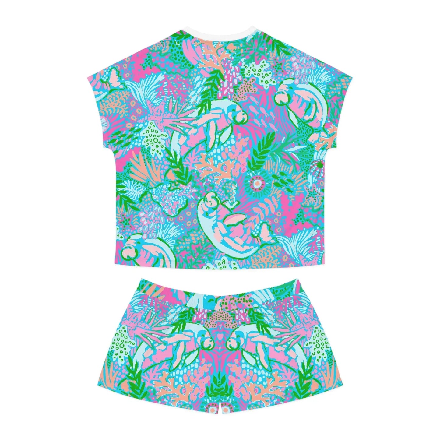 Manatee Paradise Women’s Short Pajama Set - All Over Prints