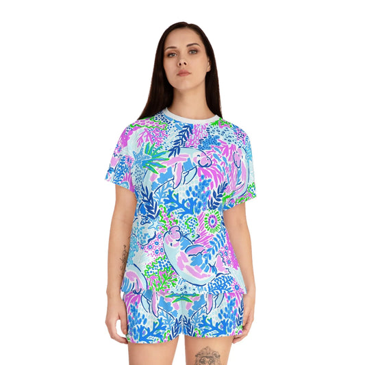 Manatee Paradise Women’s Short Pajama Set - All Over Prints