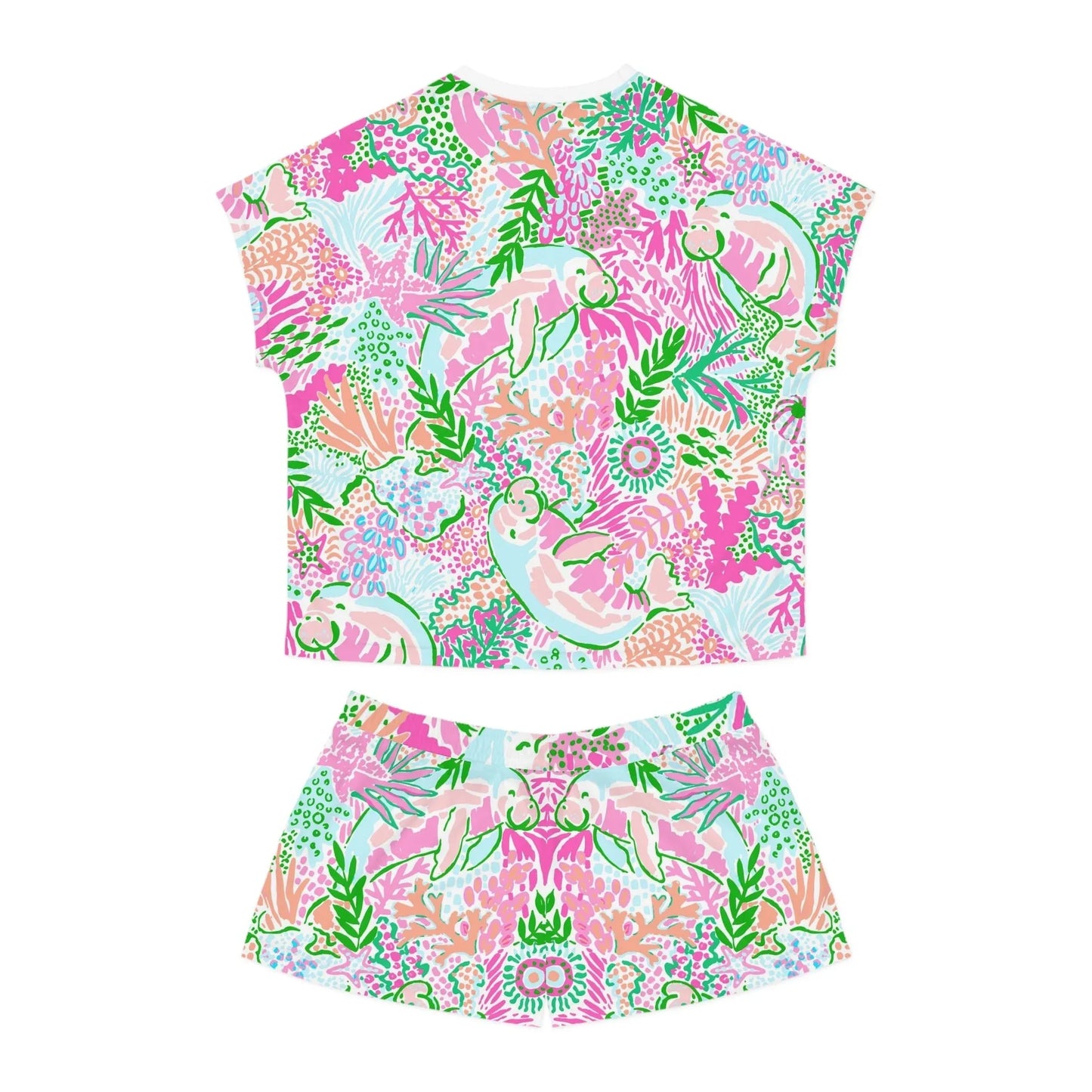 Manatee Paradise Women’s Short Pajama Set - All Over Prints