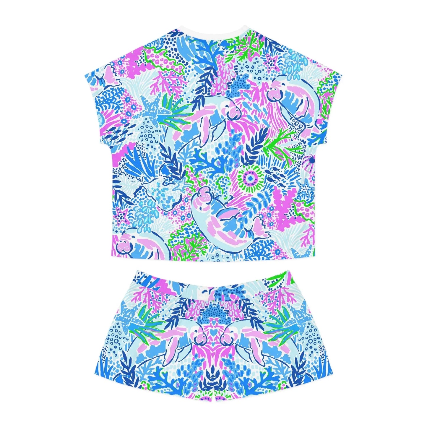 Manatee Paradise Women’s Short Pajama Set - All Over Prints