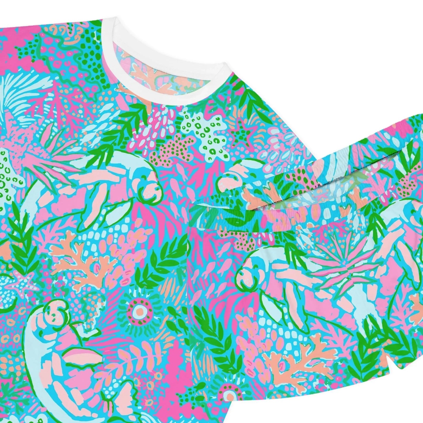 Manatee Paradise Women’s Short Pajama Set - All Over Prints