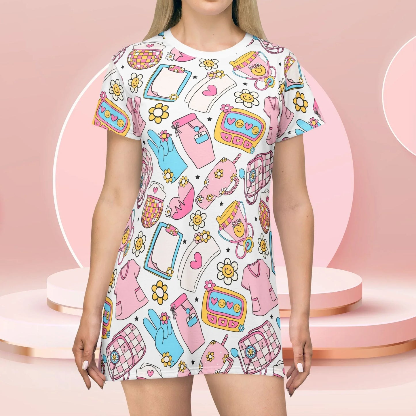 Nurse T-Shirt Dress - All Over Prints