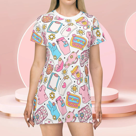 Nurse T-Shirt Dress - All Over Prints