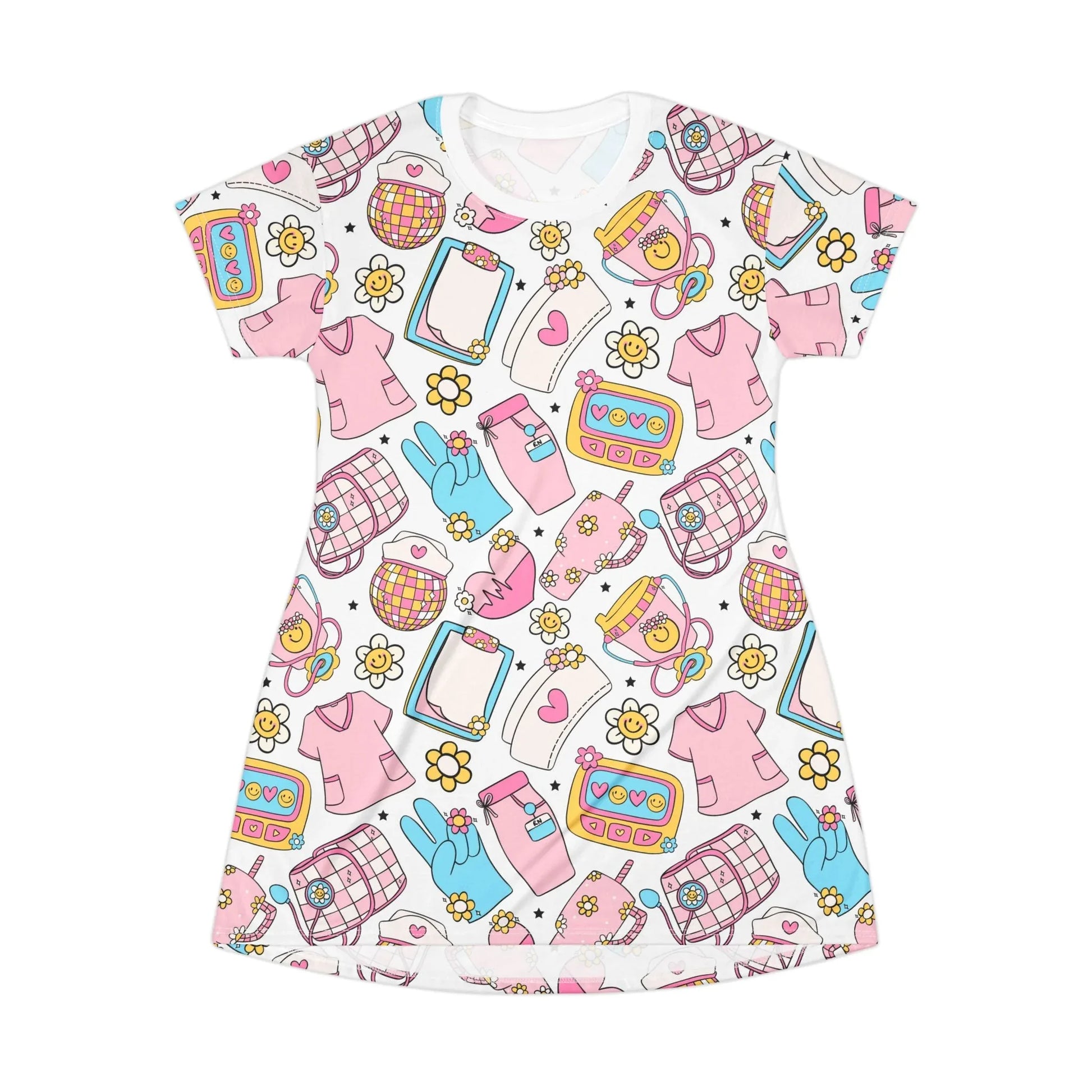 Nurse T-Shirt Dress - XS - All Over Prints