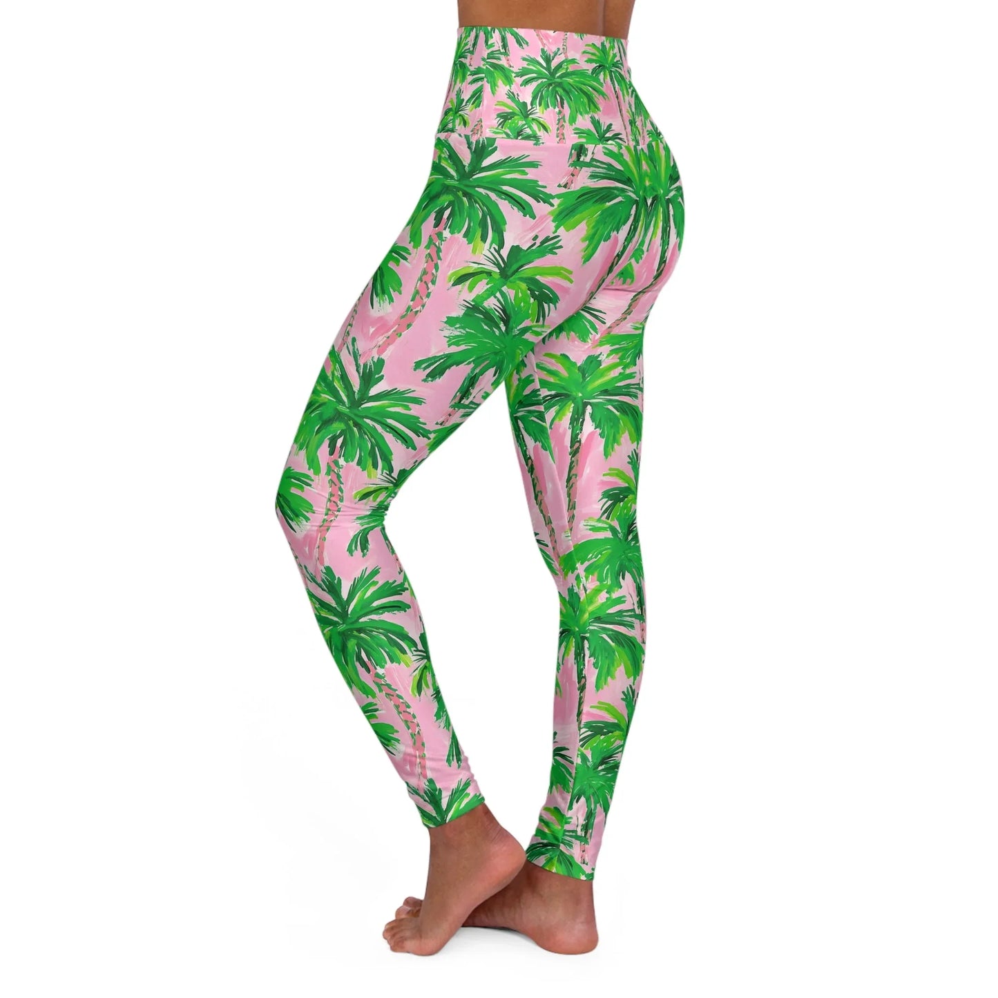 Palm Beach High Waisted Yoga Leggings - All Over Prints