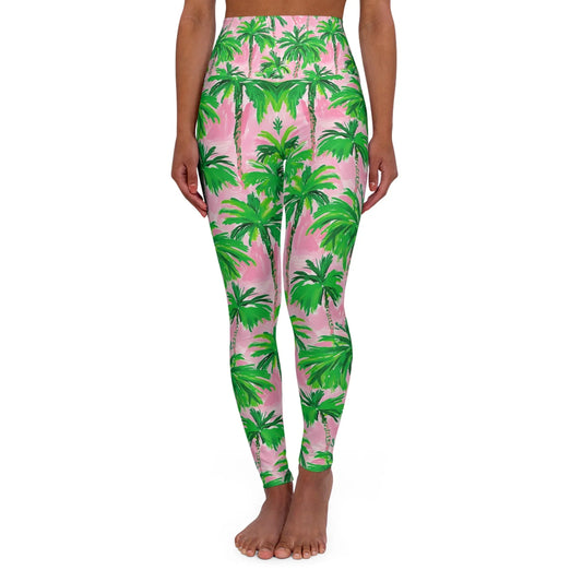 Palm Beach High Waisted Yoga Leggings - XS - All Over Prints