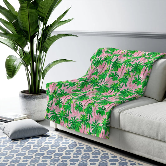 Palm Beach Sherpa Fleece Blanket - 50’’ × 60’’ - Home Decor