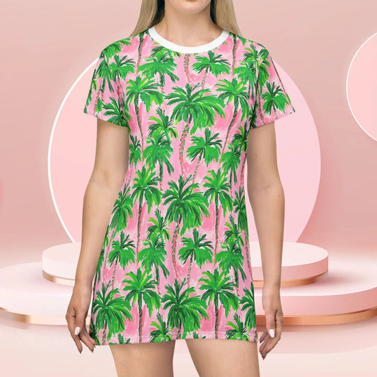 Palm Beach T-Shirt Dress - All Over Prints