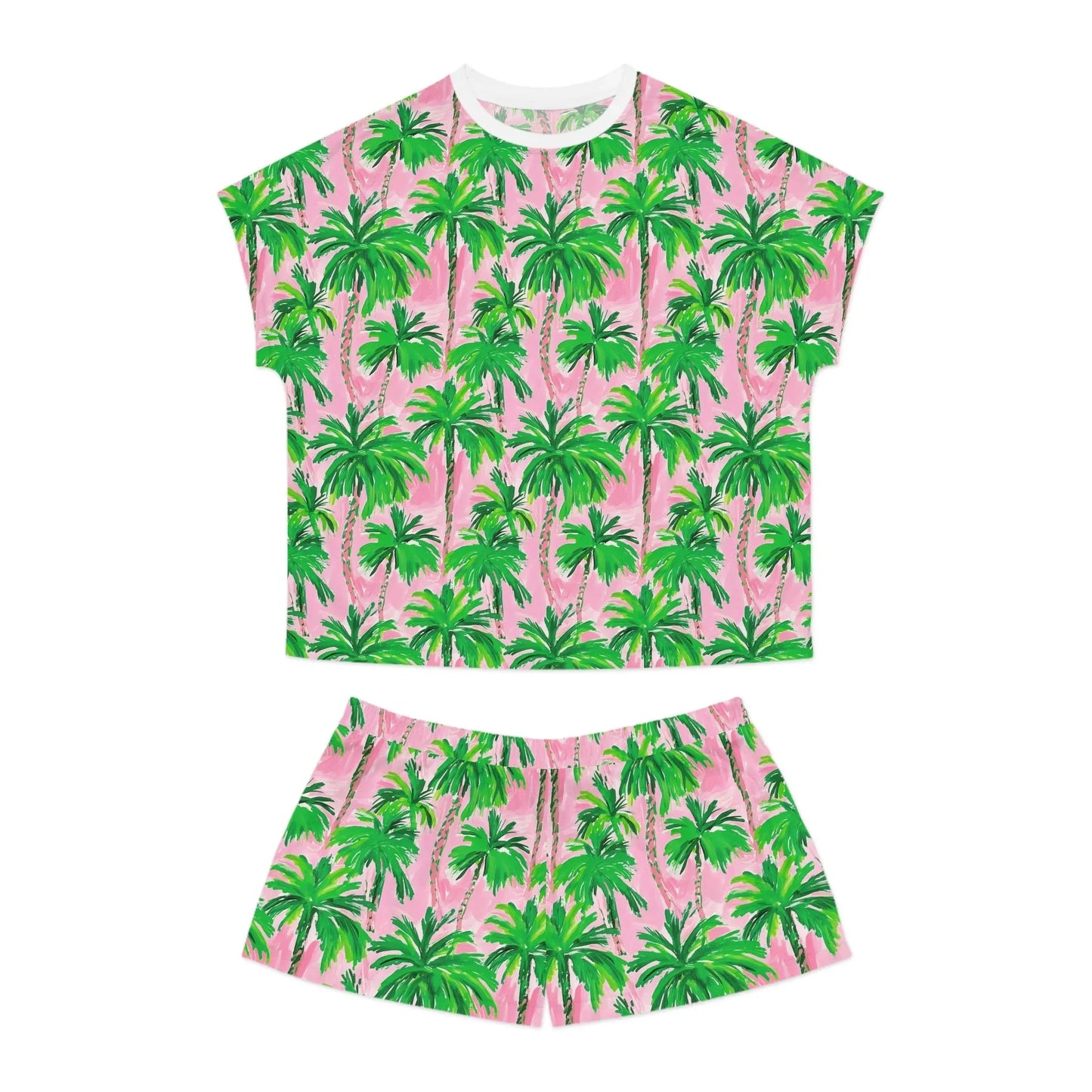Palm Beach Women’s Short Pajama Set - S / White - All Over Prints