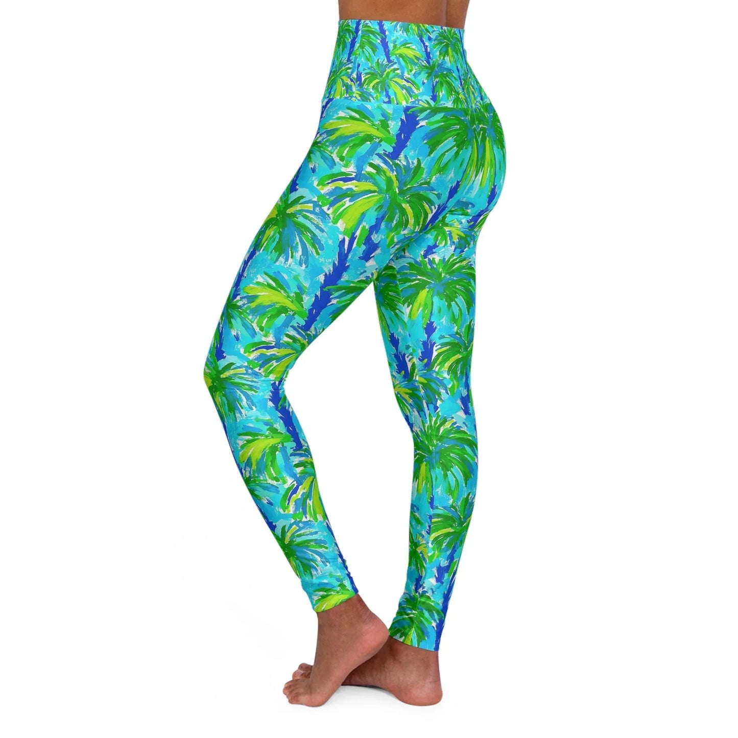 Palm Coast High Waisted Yoga Leggings - All Over Prints