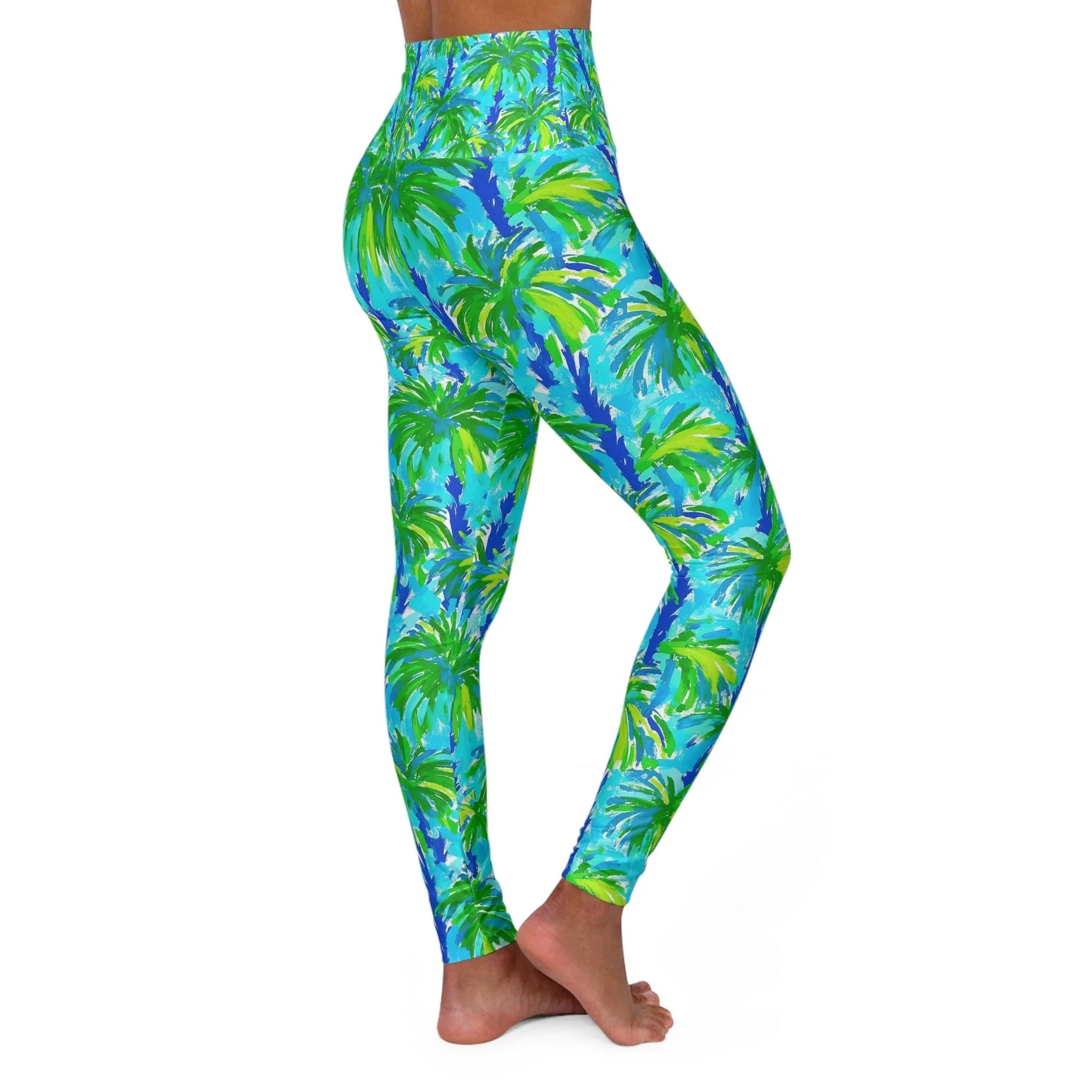 Palm Coast High Waisted Yoga Leggings - All Over Prints