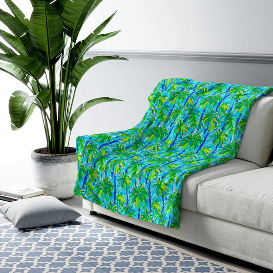 Palm Coast Sherpa Fleece Blanket - 50’’ × 60’’ - Home Decor