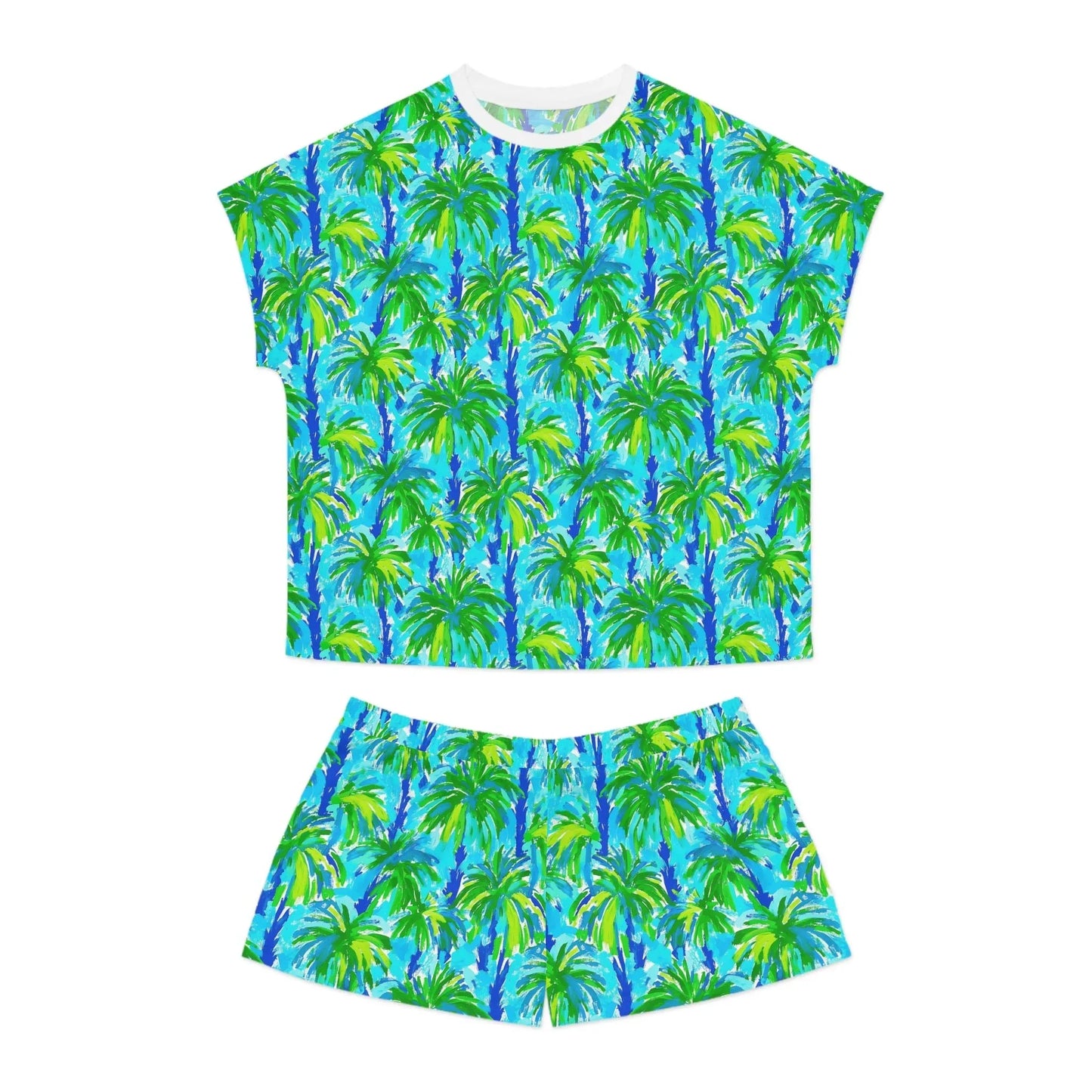 Palm Coast Women’s Short Pajama Set - S / White - All Over Prints